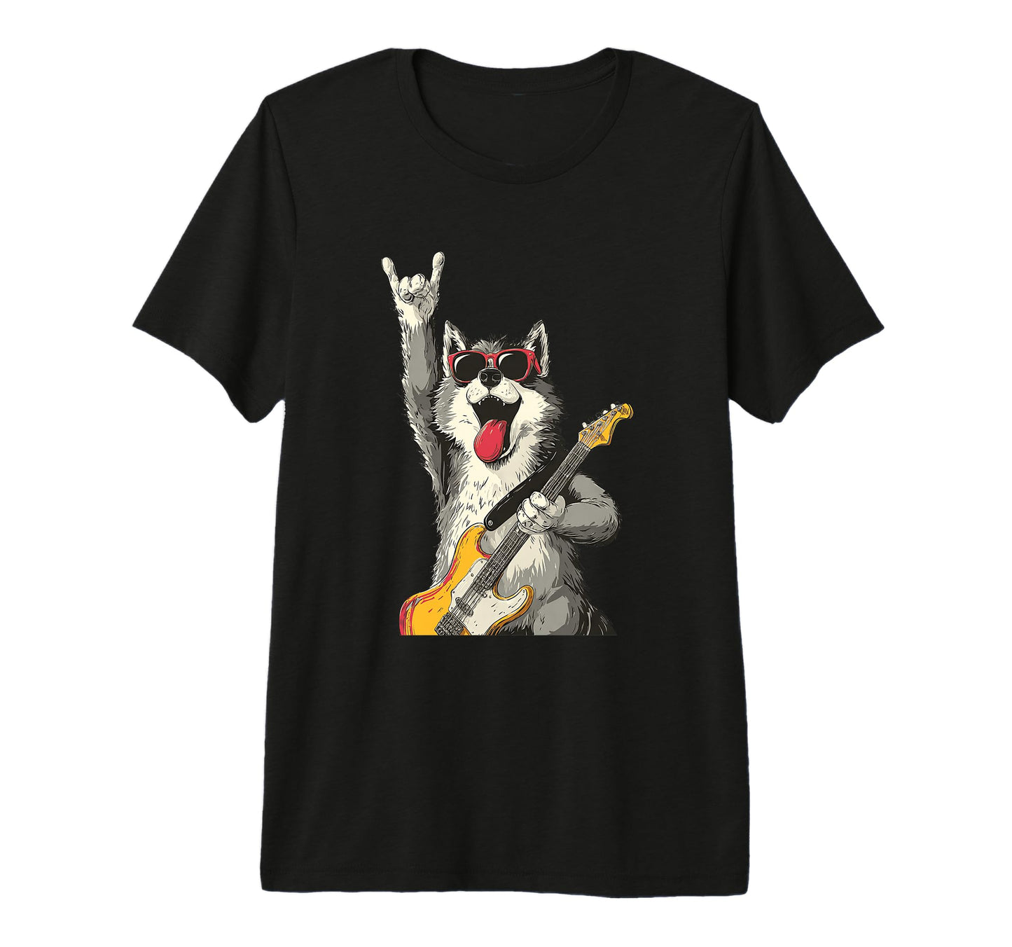 Wolf Rocker Funny Dog Music Lover T-Shirt - Aesthetic Graphic Unisex - T-Shirt, Sweatshirt, Hoodie