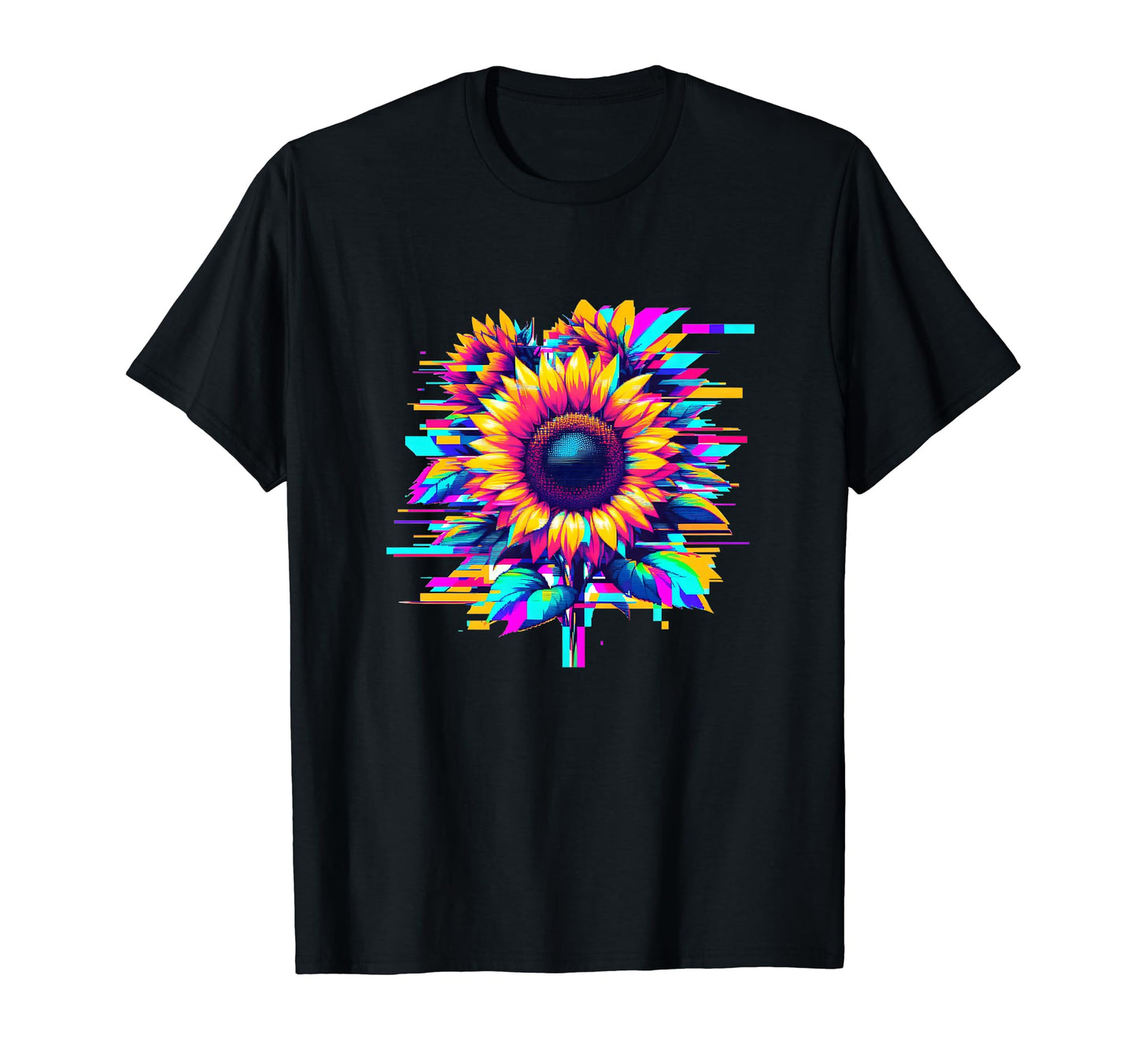 Glitch Sunflower Vaporwave Aesthetic T-Shirt - Minimalist Print Unisex - T-Shirt, Sweatshirt, Hoodie