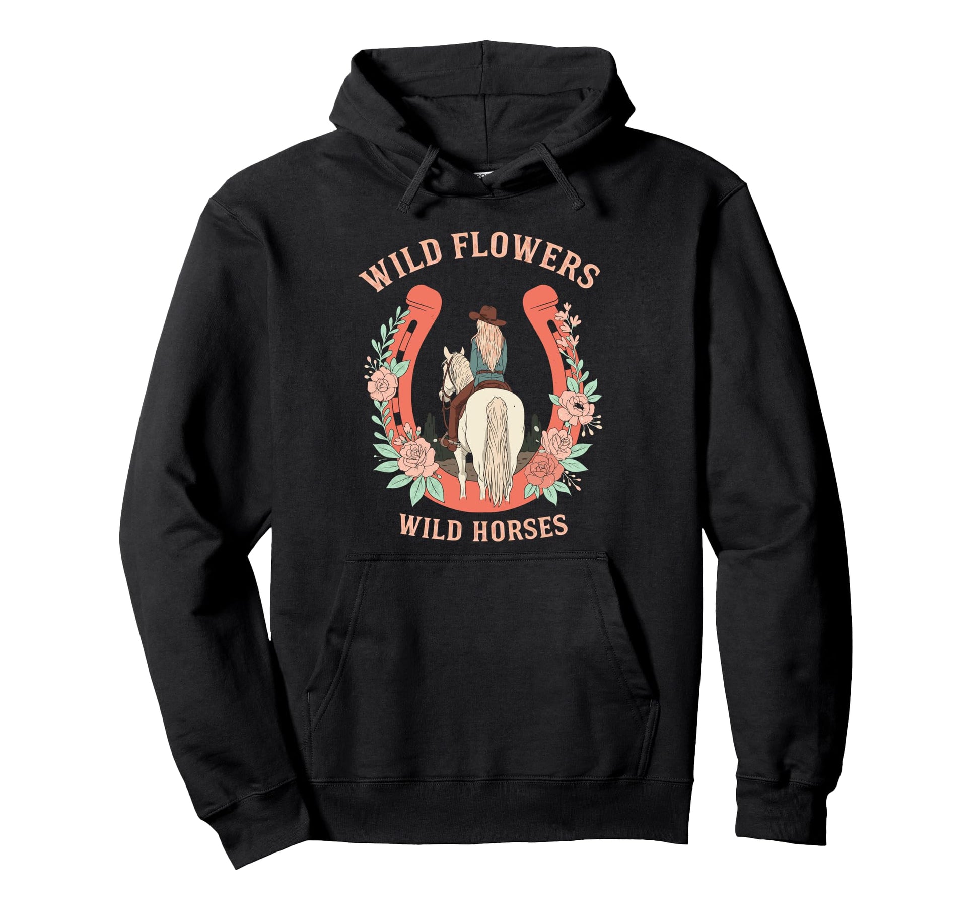 Wild Flowers Wild Horses Rodeo Western Hoodie - Unique Graphic for Adults - T-Shirt, Sweatshirt, Hoodie