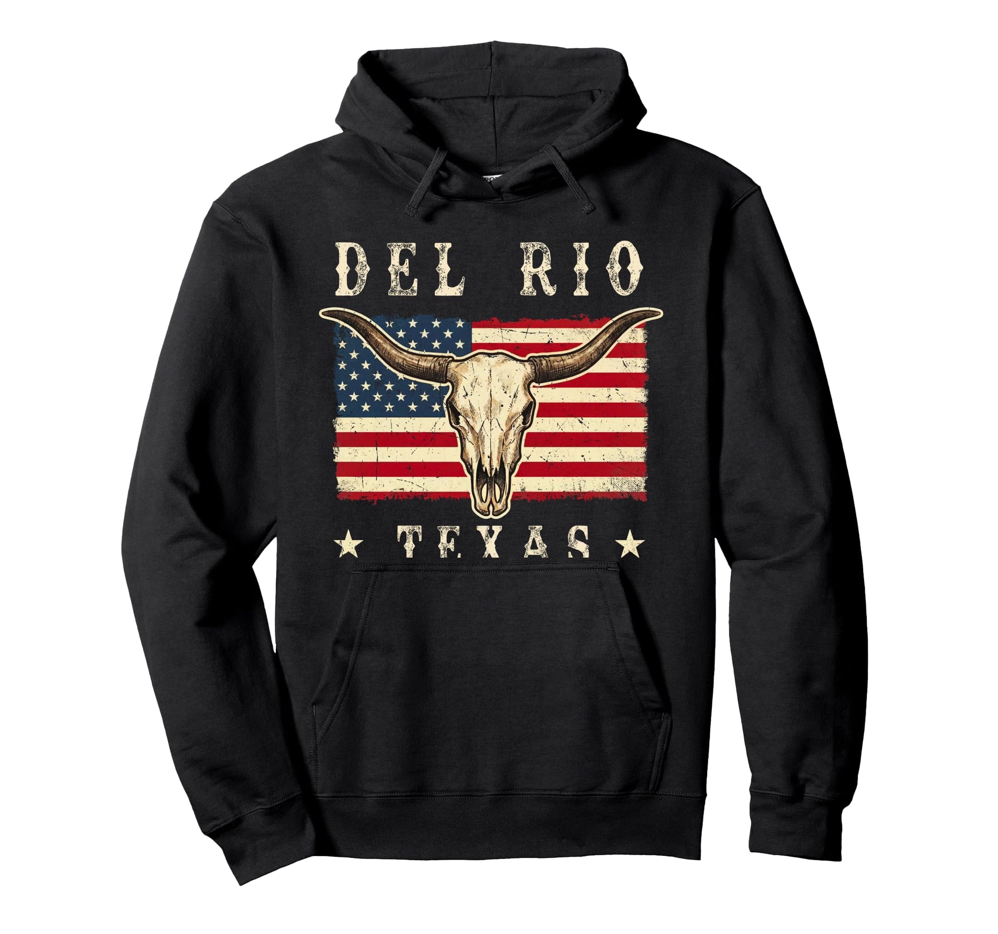 Del Rio Texas Western Patriotic Hoodie - Casual Everyday Wear Men Women - T-Shirt, Sweatshirt, Hoodie