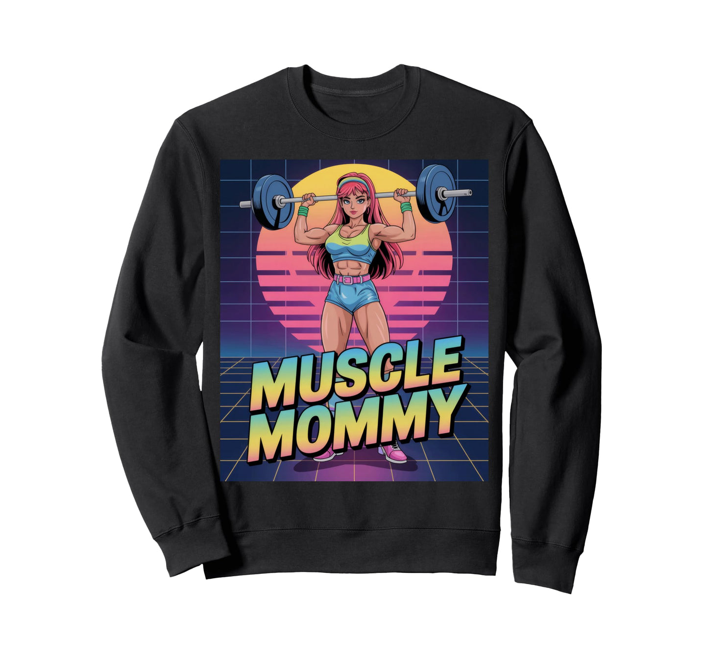 Anime Muscle Mommy Weightlifting Sweatshirt - Streetwear Style for Adults - T-Shirt, Sweatshirt, Hoodie