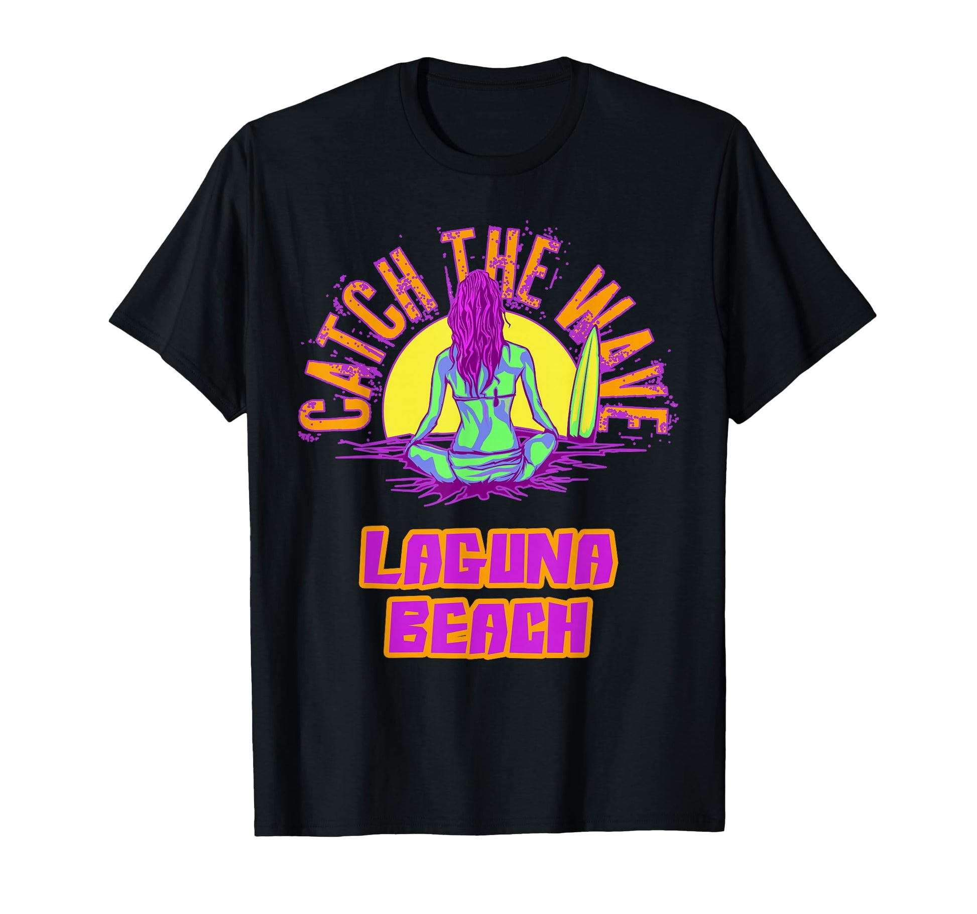 Laguna Beach Surfing Vaporwave T-Shirt - Trendy Graphic for Adults - T-Shirt, Sweatshirt, Hoodie