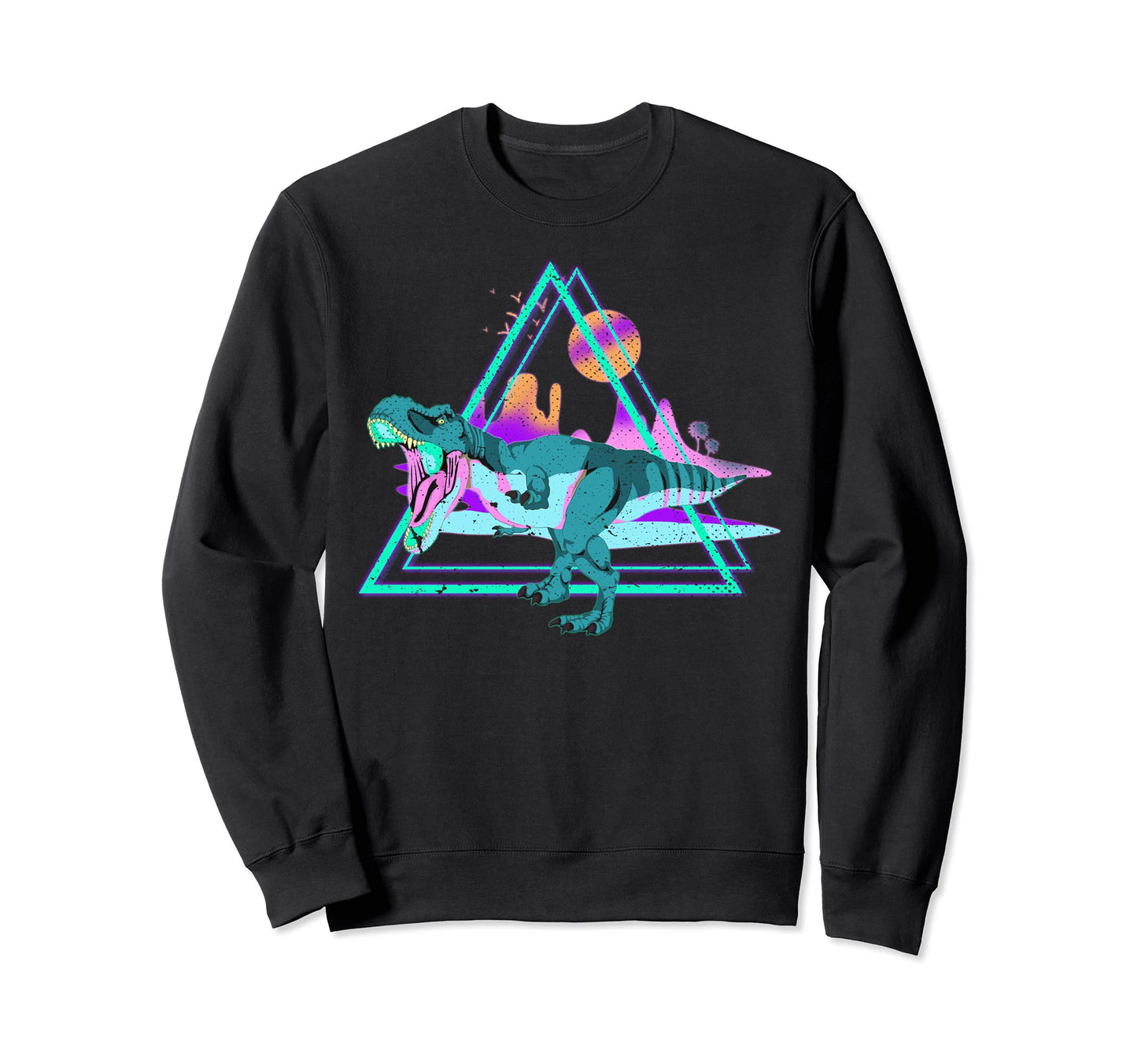 Roaring T Rex Vaporwave Aesthetic 80S Sweatshirt - Trendy Graphic Unisex - T-Shirt, Sweatshirt, Hoodie