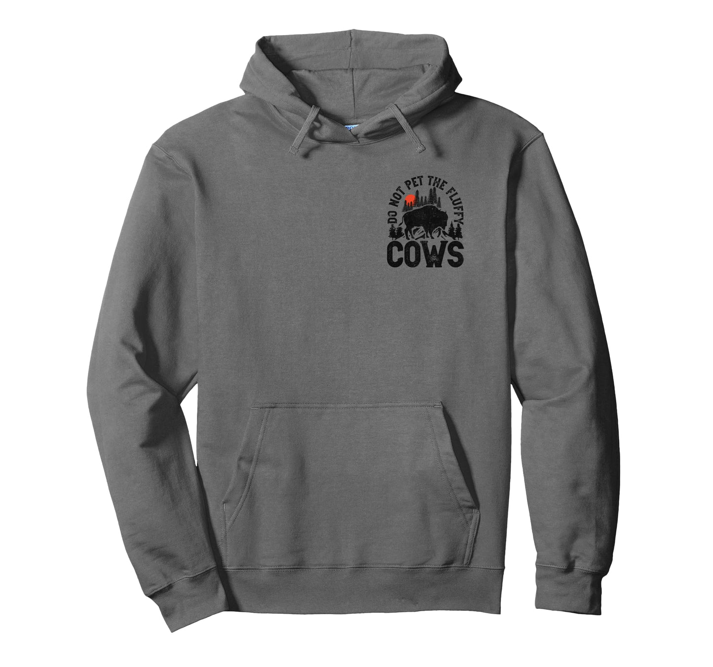 Do Not Pet Fluffy Cows Distressed Bison Hoodie - Unique Graphic Unisex - T-Shirt, Sweatshirt, Hoodie