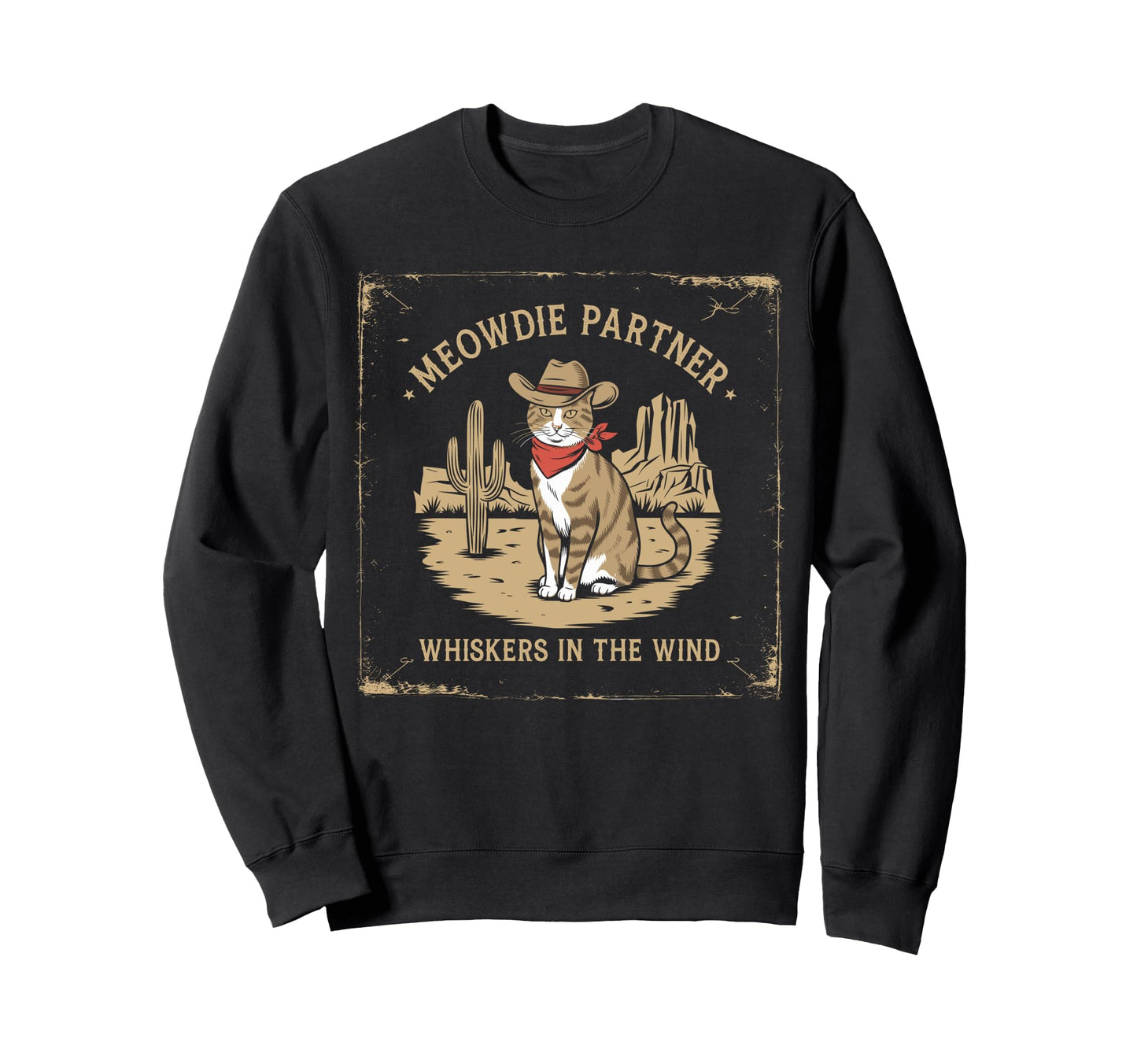 Cowboy Cat Meowdy Partner Cat Sweatshirt - Minimalist Print for Adults - T-Shirt, Sweatshirt, Hoodie