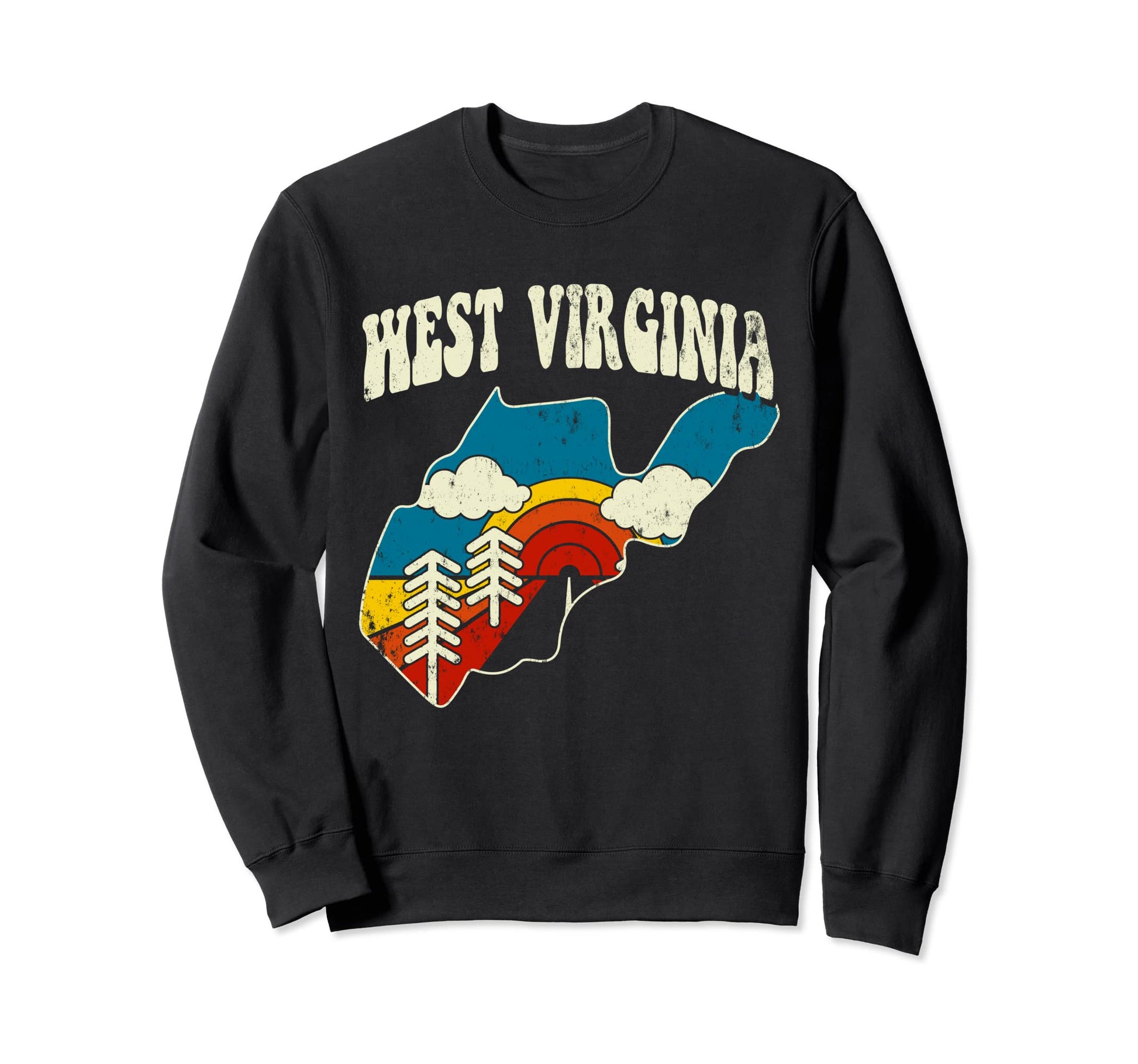 West Virginia State Rainbow Hippie Sweatshirt - Graphic Print for Adults - T-Shirt, Sweatshirt, Hoodie