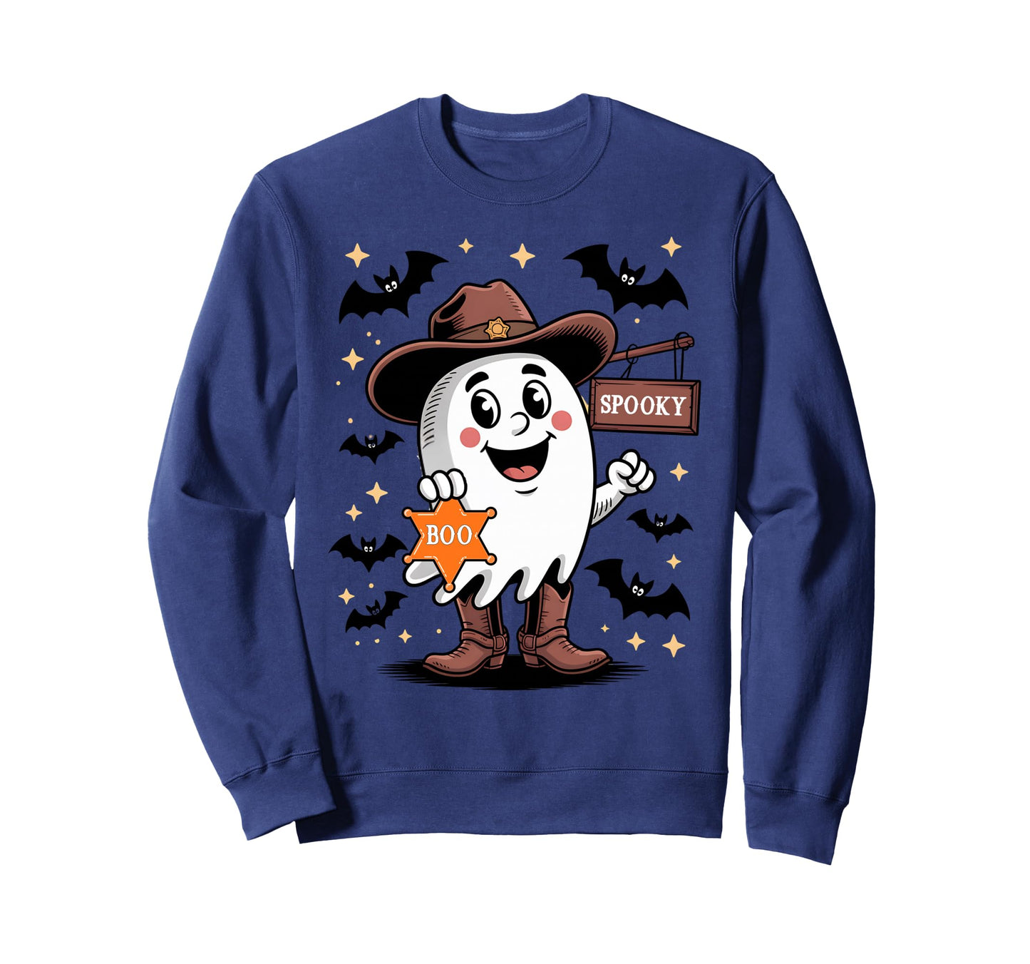 Ghost Sheriff Cowboy Spooky Boo Sweatshirt - Unique Graphic for Adults - T-Shirt, Sweatshirt, Hoodie