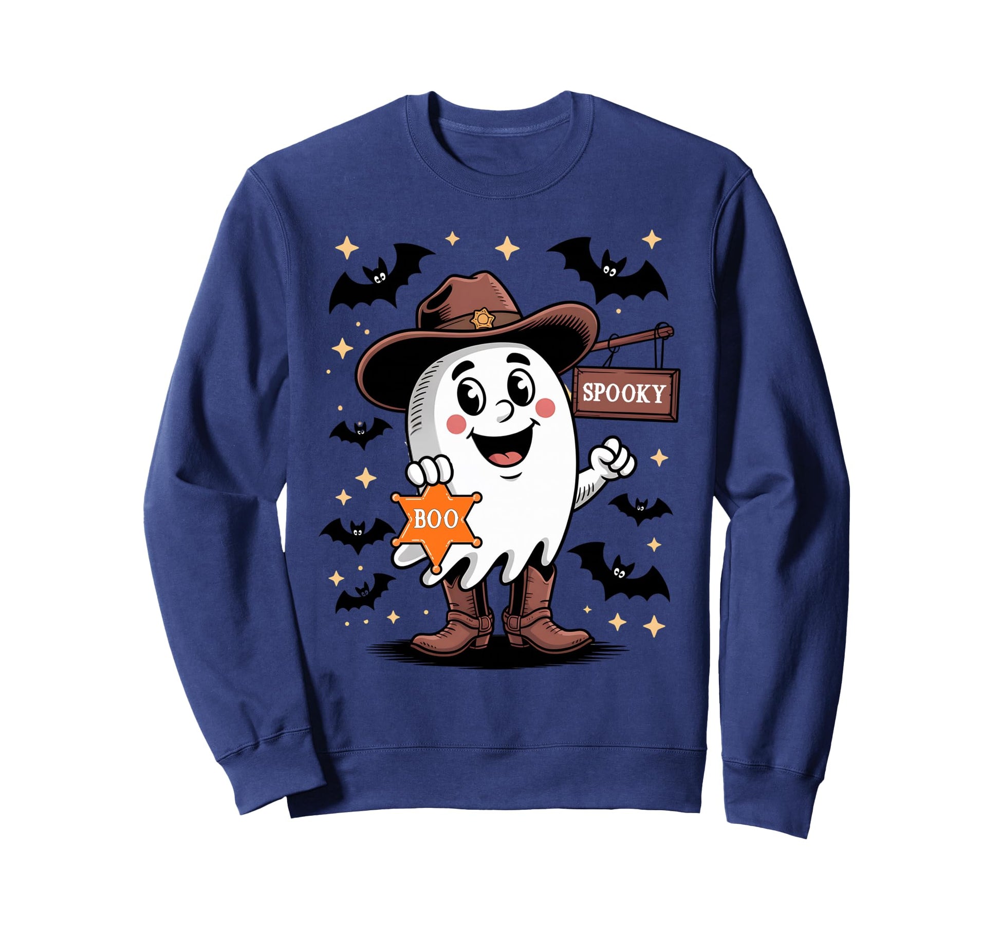 Ghost Sheriff Cowboy Spooky Boo Sweatshirt - Unique Graphic for Adults - T-Shirt, Sweatshirt, Hoodie