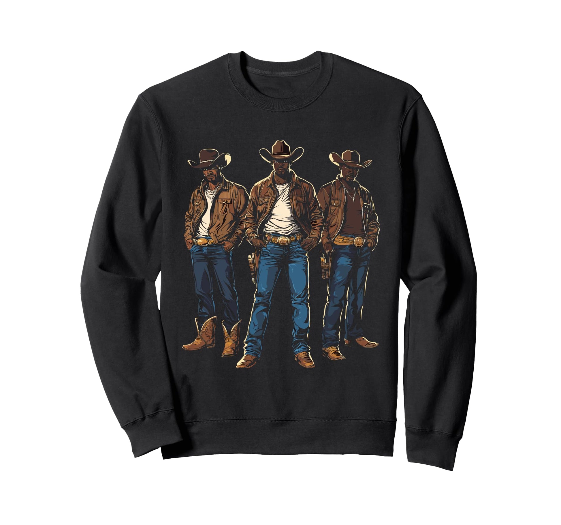 Black Cowboy Black Cowboy Western Sweatshirt - Novelty Apparel for Adults - T-Shirt, Sweatshirt, Hoodie