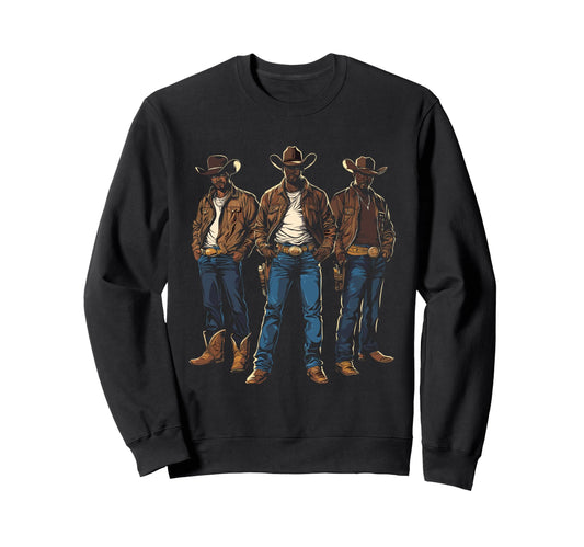 Black Cowboy Black Cowboy Western Sweatshirt - Novelty Apparel for Adults - T-Shirt, Sweatshirt, Hoodie