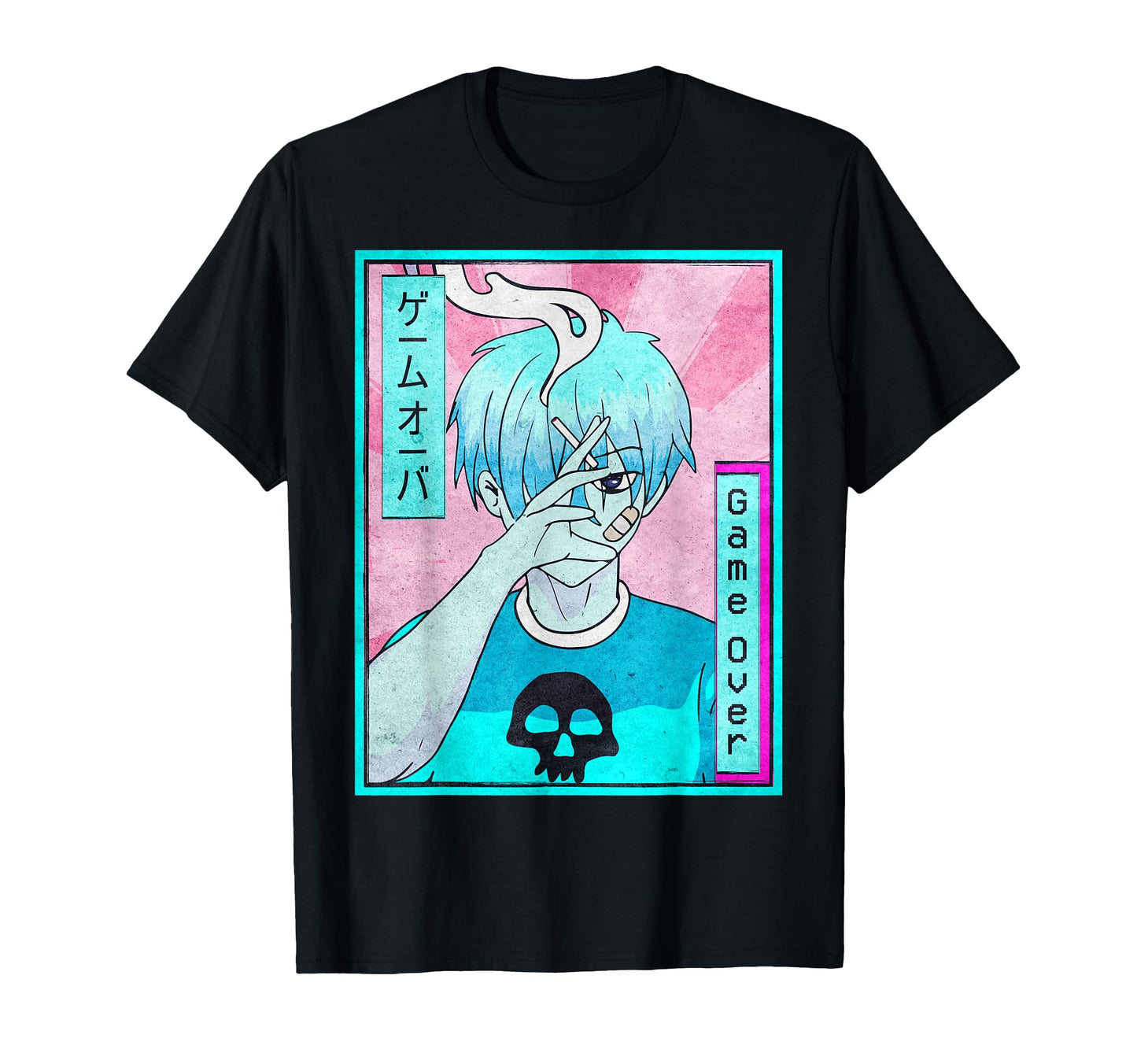 Game Over Emo Anime Vaporwave T-Shirt - Trendy Graphic for Adults - T-Shirt, Sweatshirt, Hoodie
