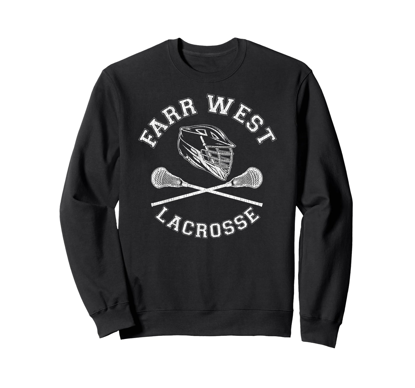 Farr West Lacrosse Distressed Sweatshirt - Casual Everyday Wear Men Women - T-Shirt, Sweatshirt, Hoodie