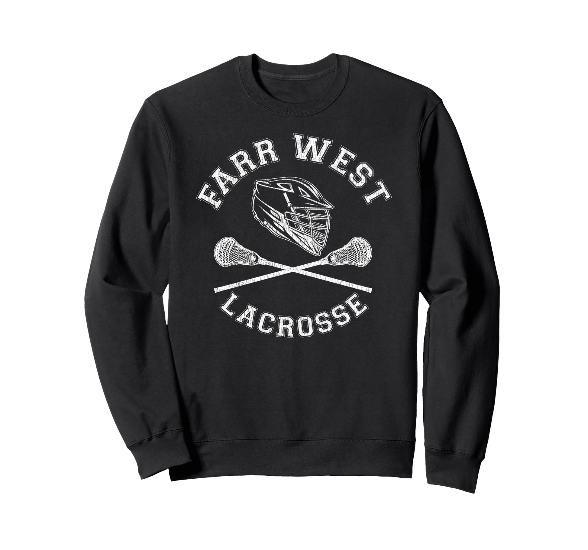 Farr West Lacrosse Distressed Sweatshirt - Casual Everyday Wear Men Women - T-Shirt, Sweatshirt, Hoodie