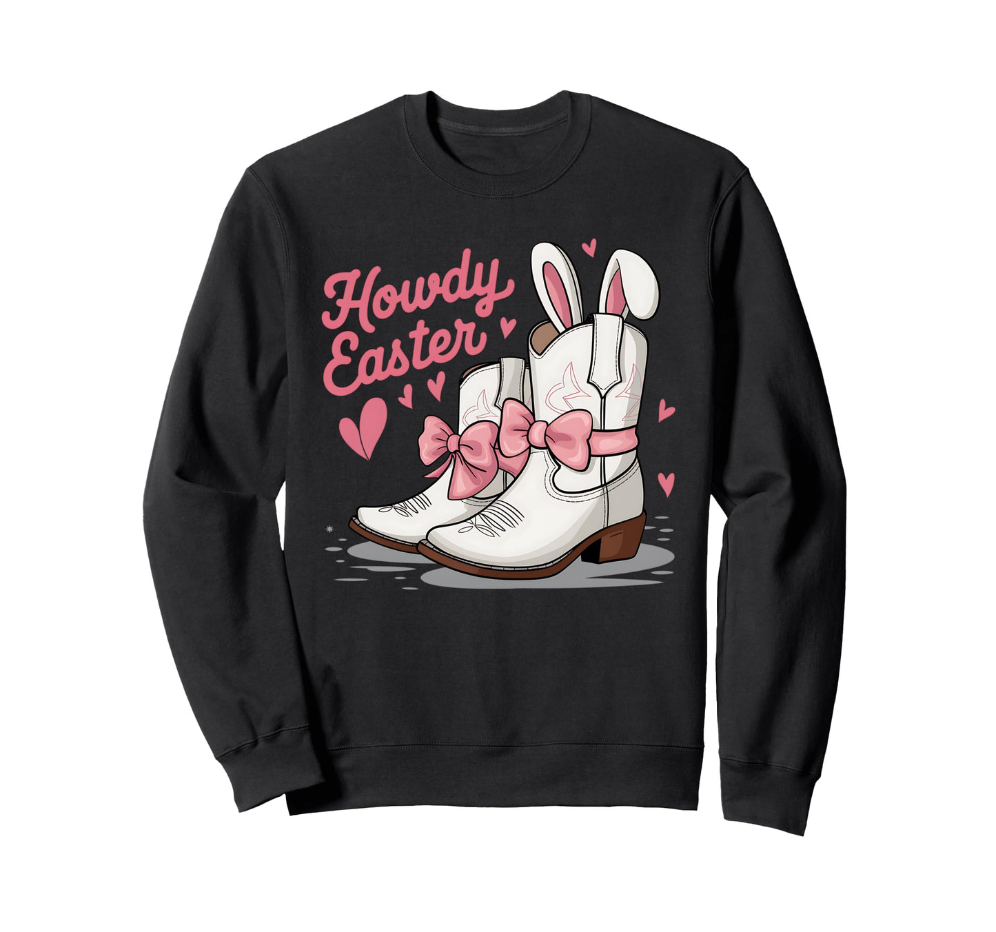 Howdy Easter Bunny Ears Western Sweatshirt - Minimalist Print Men Women - T-Shirt, Sweatshirt, Hoodie