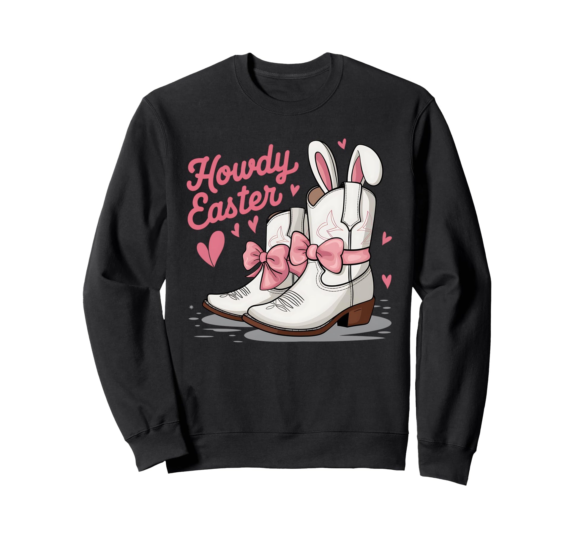 Howdy Easter Bunny Ears Western Sweatshirt - Minimalist Print Men Women - T-Shirt, Sweatshirt, Hoodie