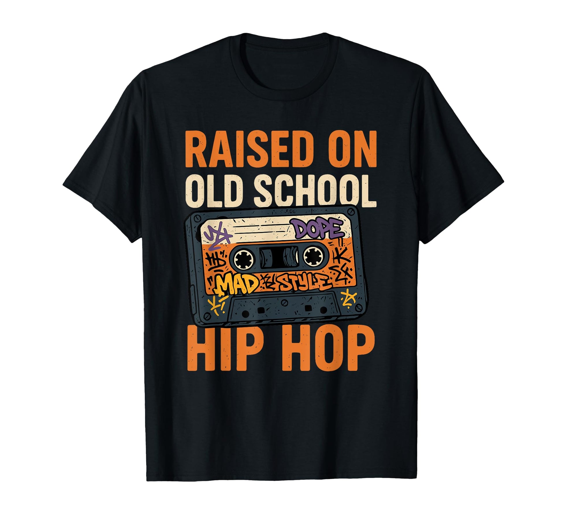 Raised Old School Hip Hop Cassette Rap T-Shirt - Aesthetic Graphic Unisex - T-Shirt, Sweatshirt, Hoodie