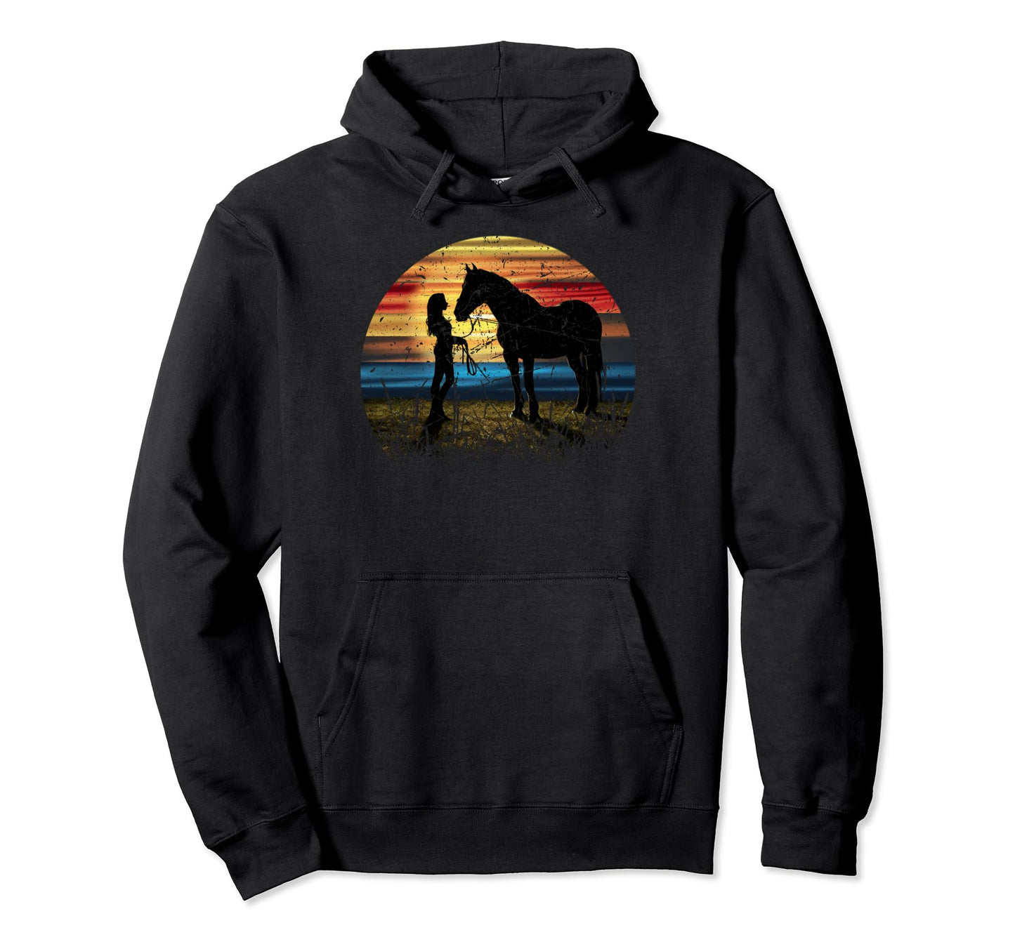 Halter Horse Sunset Western Cowgirl Hoodie - Casual Everyday Wear Unisex - T-Shirt, Sweatshirt, Hoodie