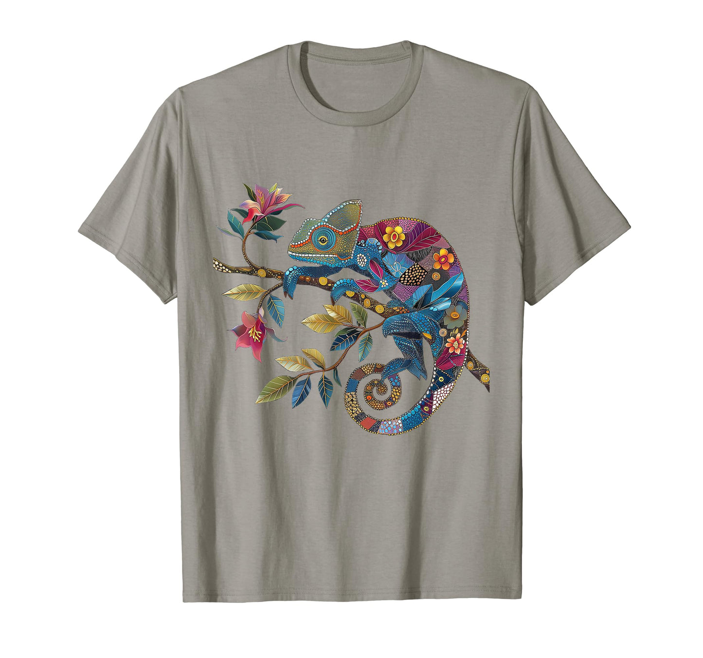 Chameleon Colorful Flower Patterns T-Shirt - Aesthetic Graphic Men Women - T-Shirt, Sweatshirt, Hoodie