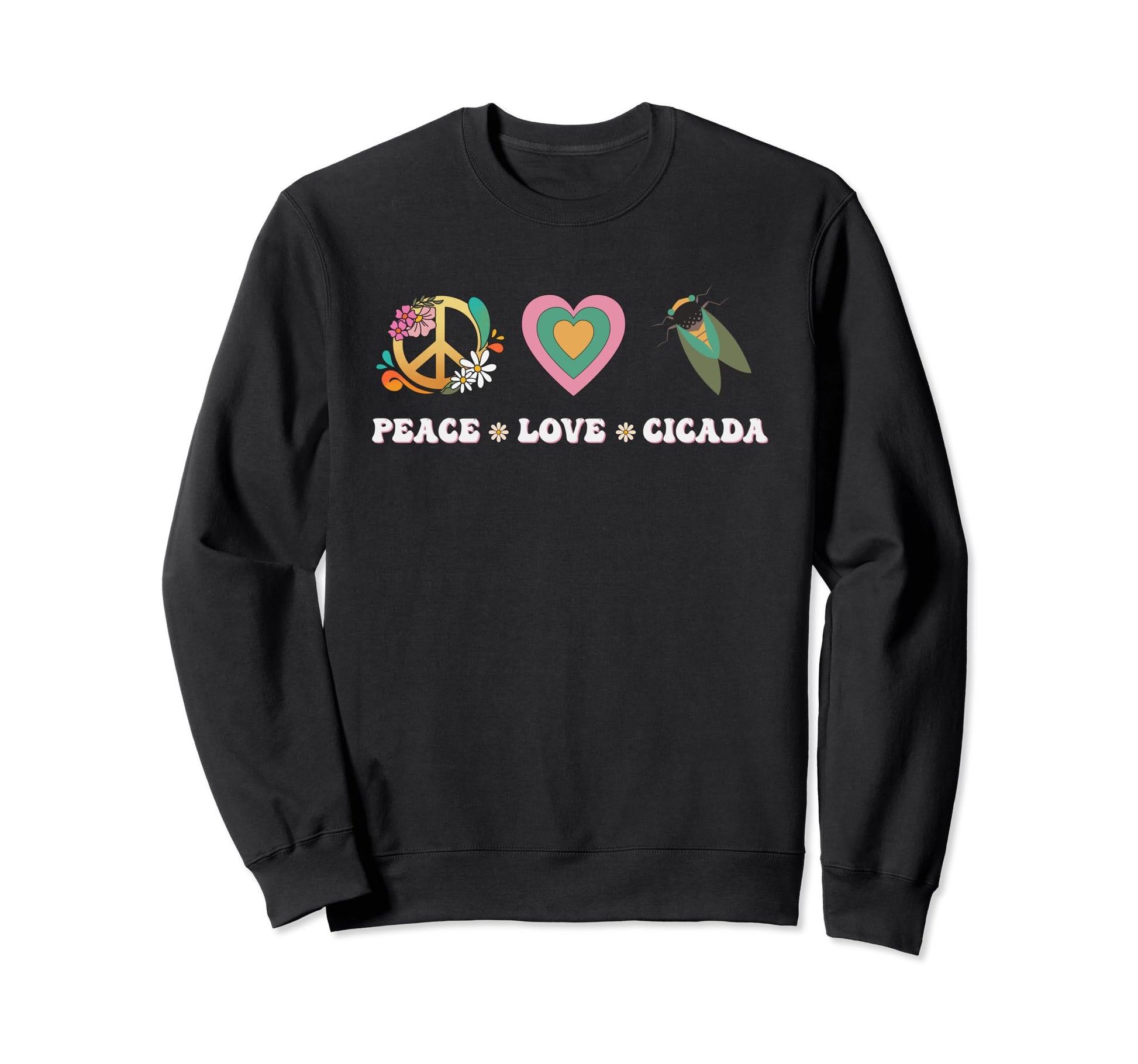 Boho Peace Love Cicada Hippy Groovy Sweatshirt - Streetwear Style Men Women - T-Shirt, Sweatshirt, Hoodie