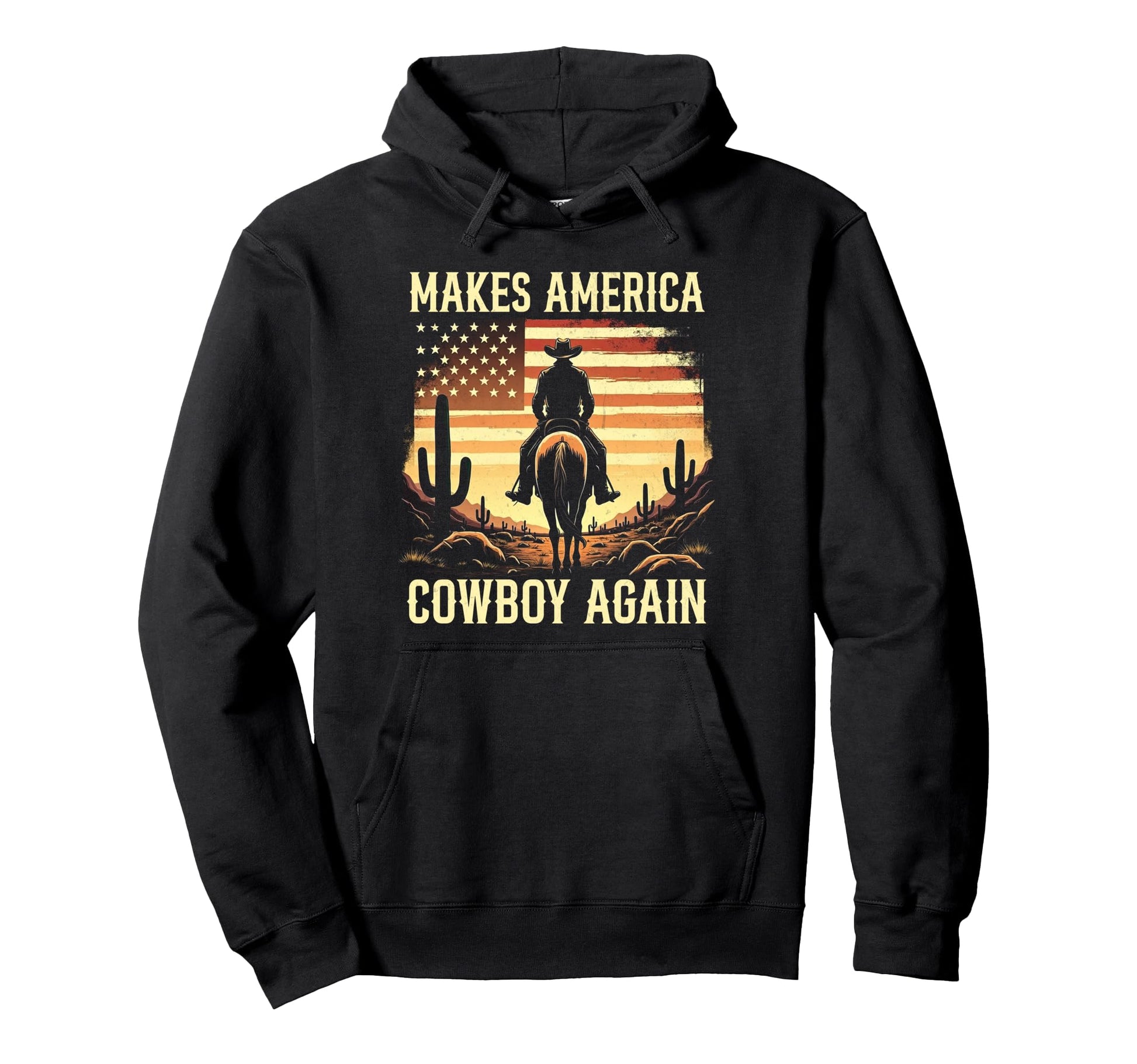 Makes America Cowboy Again Country Usa Hoodie - Minimalist Print Unisex - T-Shirt, Sweatshirt, Hoodie