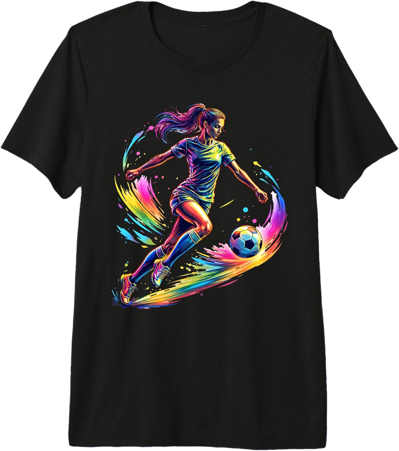 Colorful Soccer Girl Graphic For Women Girls - Adult & Kids T-Shirts, Sweatshirts & Hoodies apparel design preview 1