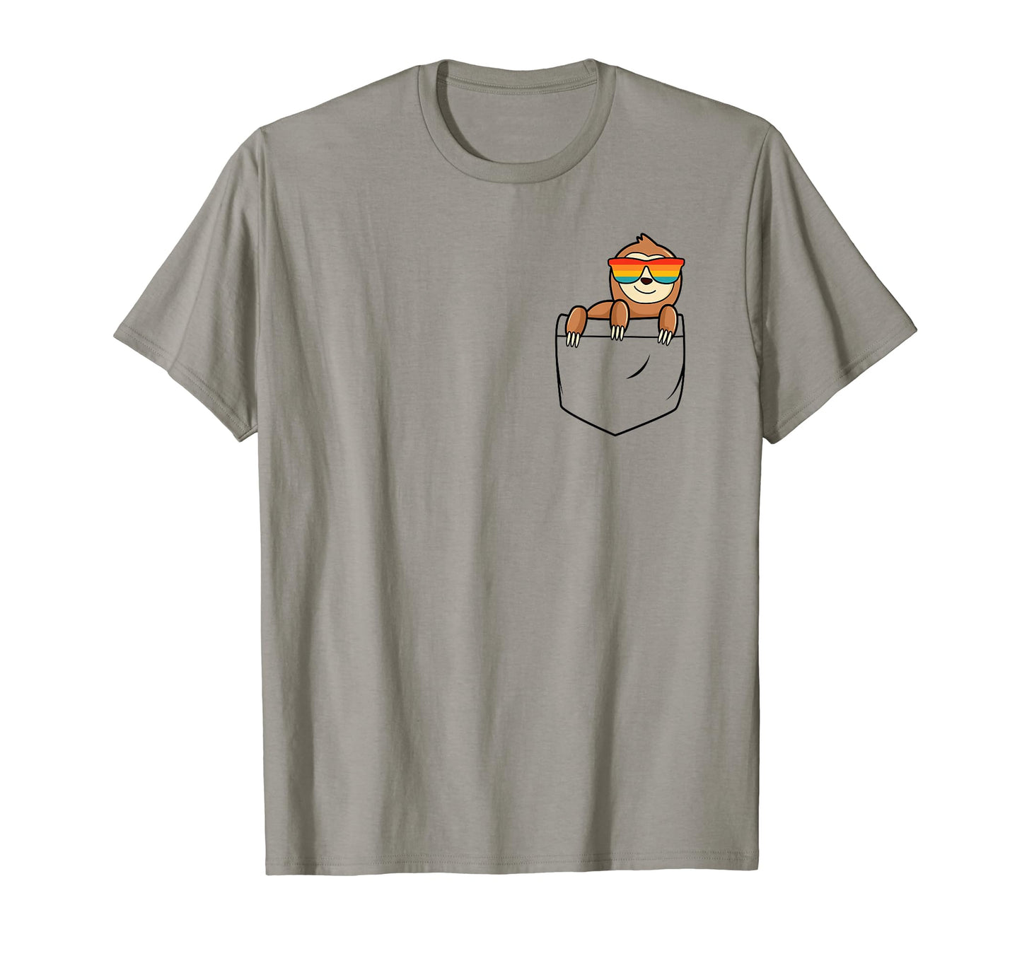 Sloth Pocket Funny Sloth Rainbow T-Shirt - Fun Novelty Design for Adults - T-Shirt, Sweatshirt, Hoodie