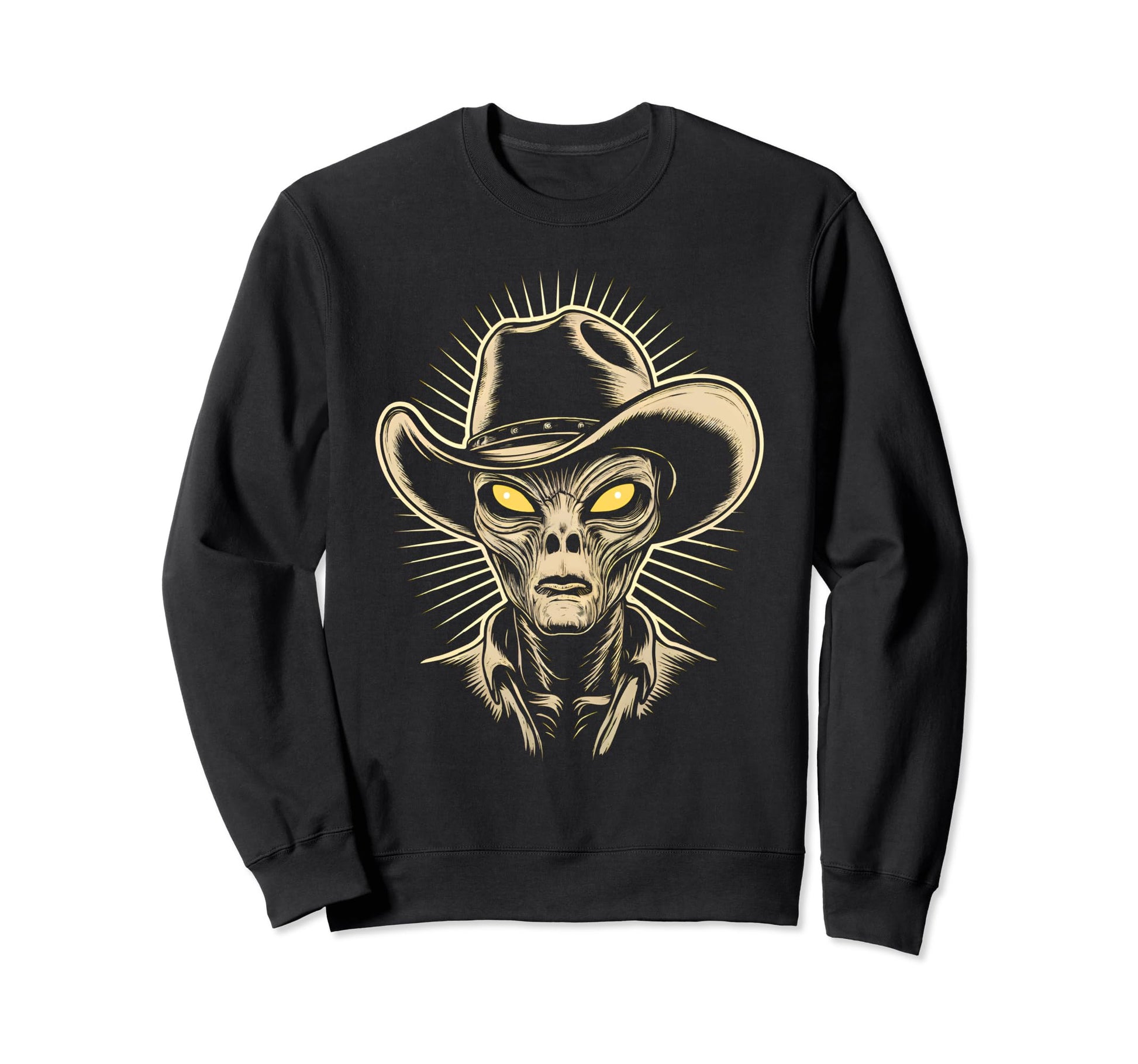 Alien Alien Cowboy Hat Sweatshirt - Novelty Apparel for Adults - T-Shirt, Sweatshirt, Hoodie