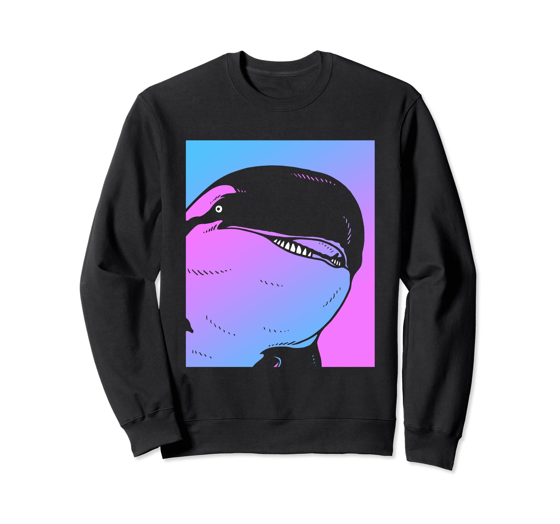 Vaporwave Killer Whale Aesthetic Sweatshirt - Fun Novelty Design Unisex - T-Shirt, Sweatshirt, Hoodie