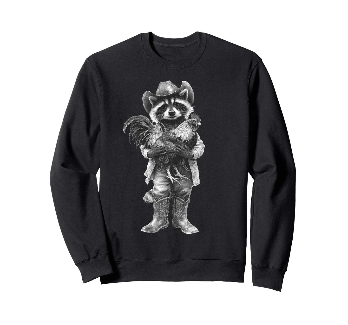 Raccoon Cowboy Rodeo Cowgirl Western Sweatshirt - Novelty Apparel Unisex - T-Shirt, Sweatshirt, Hoodie