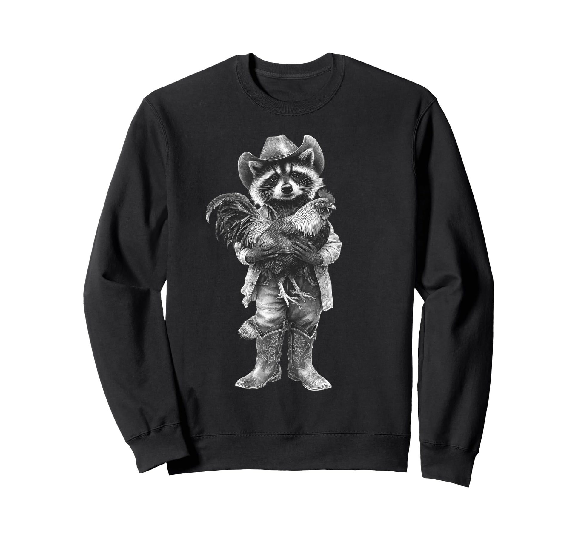 Raccoon Cowboy Rodeo Cowgirl Western Sweatshirt - Novelty Apparel Unisex - T-Shirt, Sweatshirt, Hoodie