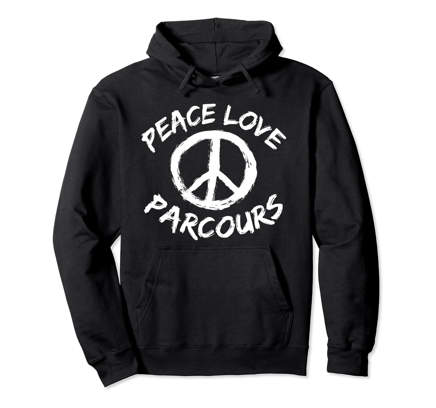 Athlete Parkour Runner Peace Love Hoodie - Trendy Graphic for Adults - T-Shirt, Sweatshirt, Hoodie