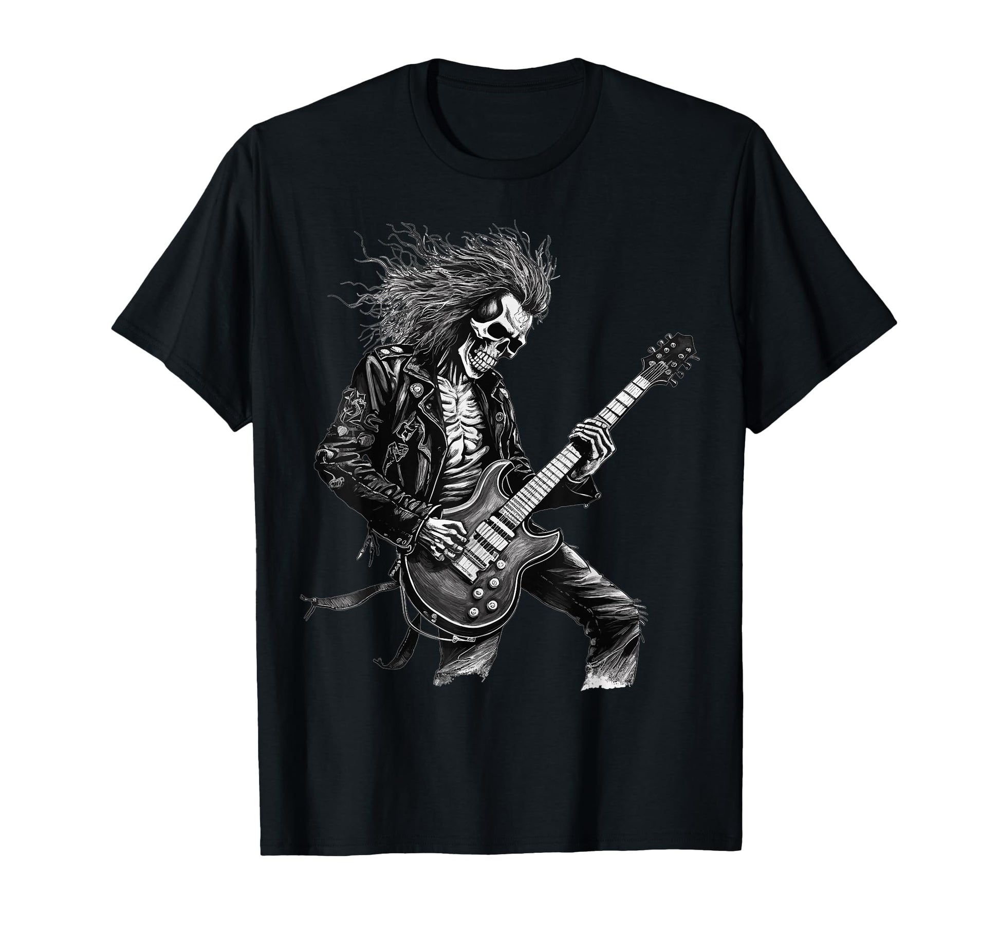 Skeleton Guitar Guy Rock And Roll T-Shirt - Casual Everyday Wear Men Women - T-Shirt, Sweatshirt, Hoodie