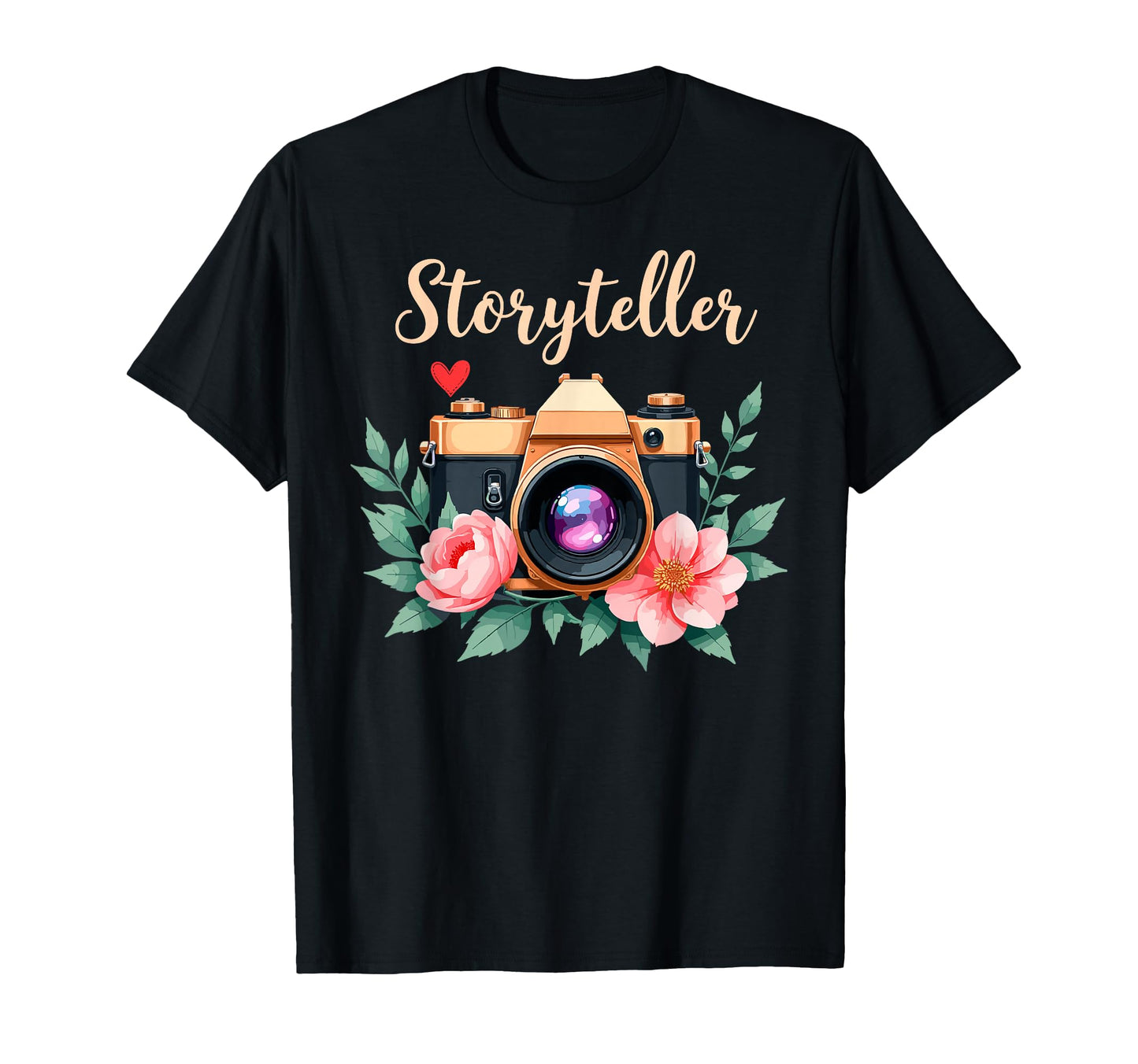 Photo Camera Flowers Storyteller T-Shirt - Minimalist Print Unisex - T-Shirt, Sweatshirt, Hoodie