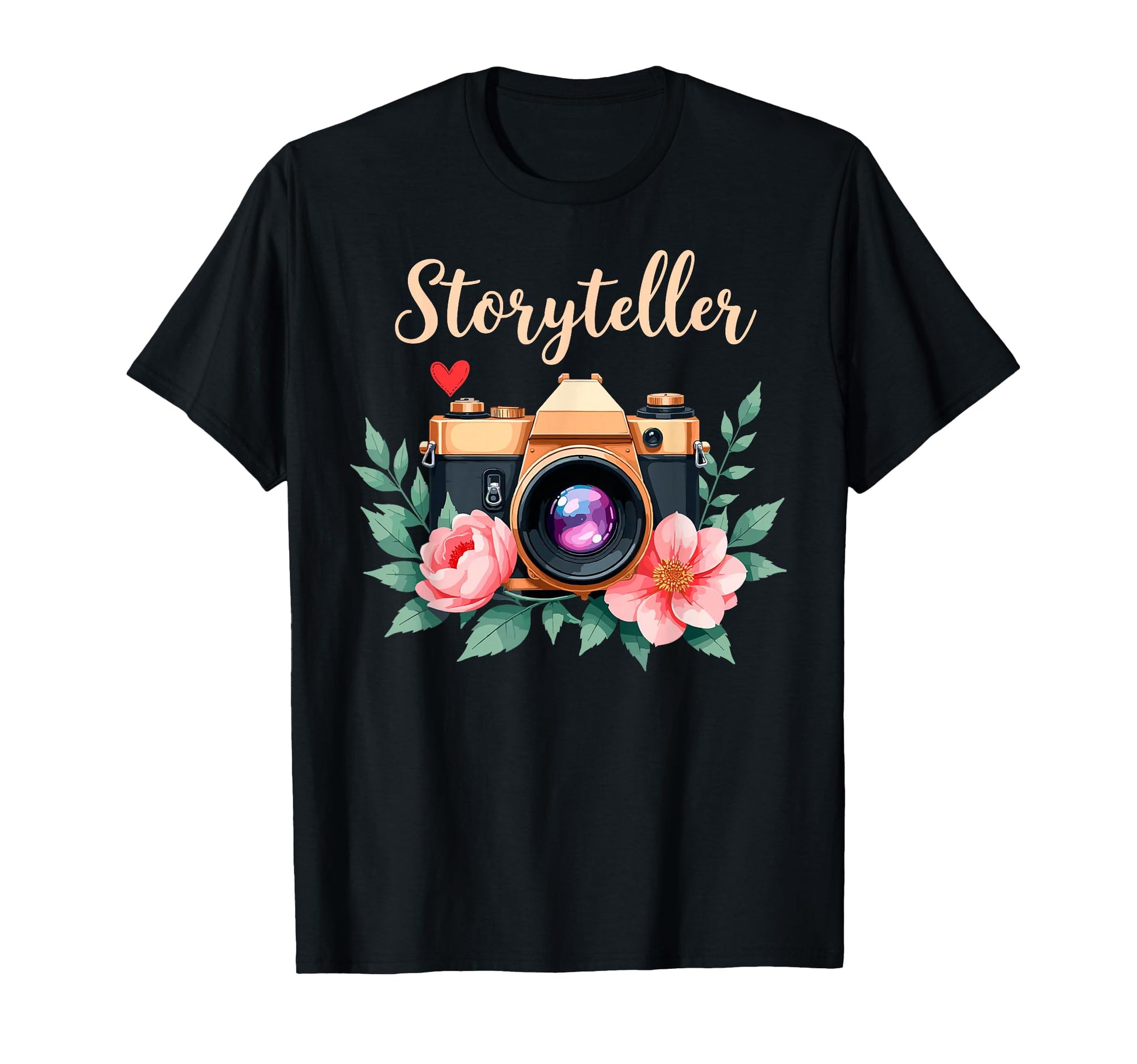 Photo Camera Flowers Storyteller T-Shirt - Minimalist Print Unisex - T-Shirt, Sweatshirt, Hoodie