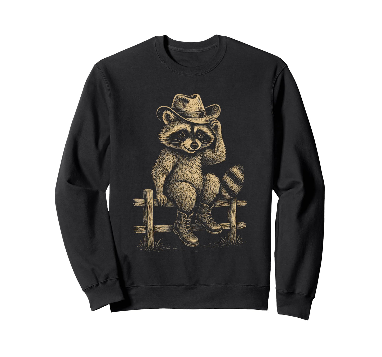 Raccoon Cowboy Sweatshirt - Aesthetic Graphic Unisex - T-Shirt, Sweatshirt, Hoodie