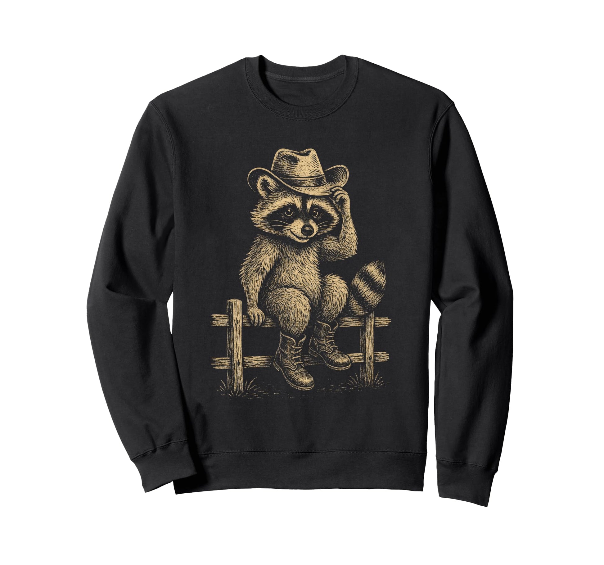 Raccoon Cowboy Sweatshirt - Aesthetic Graphic Unisex - T-Shirt, Sweatshirt, Hoodie