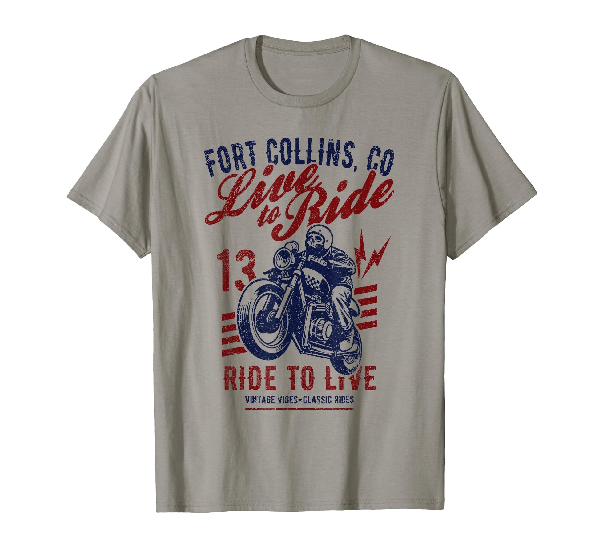 Fort Collins Colorado Motorcycle Skull T-Shirt - Fun Novelty Design Unisex - T-Shirt, Sweatshirt, Hoodie