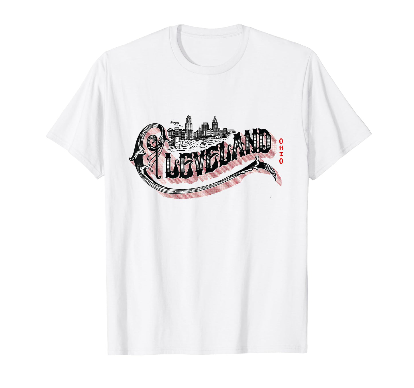 Cleveland Ohio Skyline Typography T-Shirt - Custom Art Print Men Women - T-Shirt, Sweatshirt, Hoodie