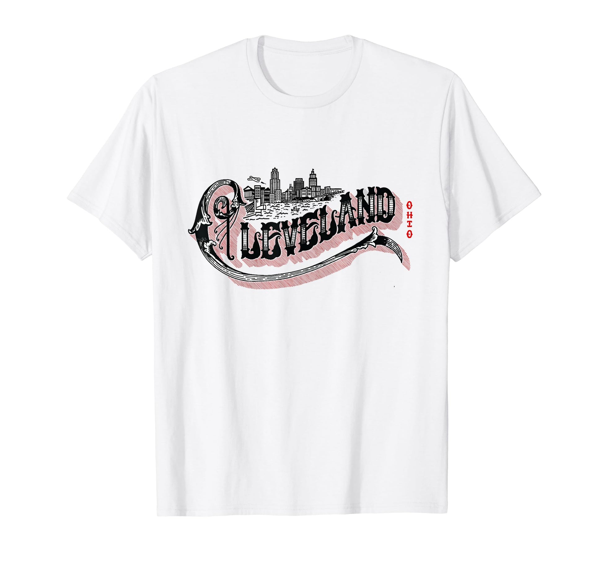Cleveland Ohio Skyline Typography T-Shirt - Custom Art Print Men Women - T-Shirt, Sweatshirt, Hoodie