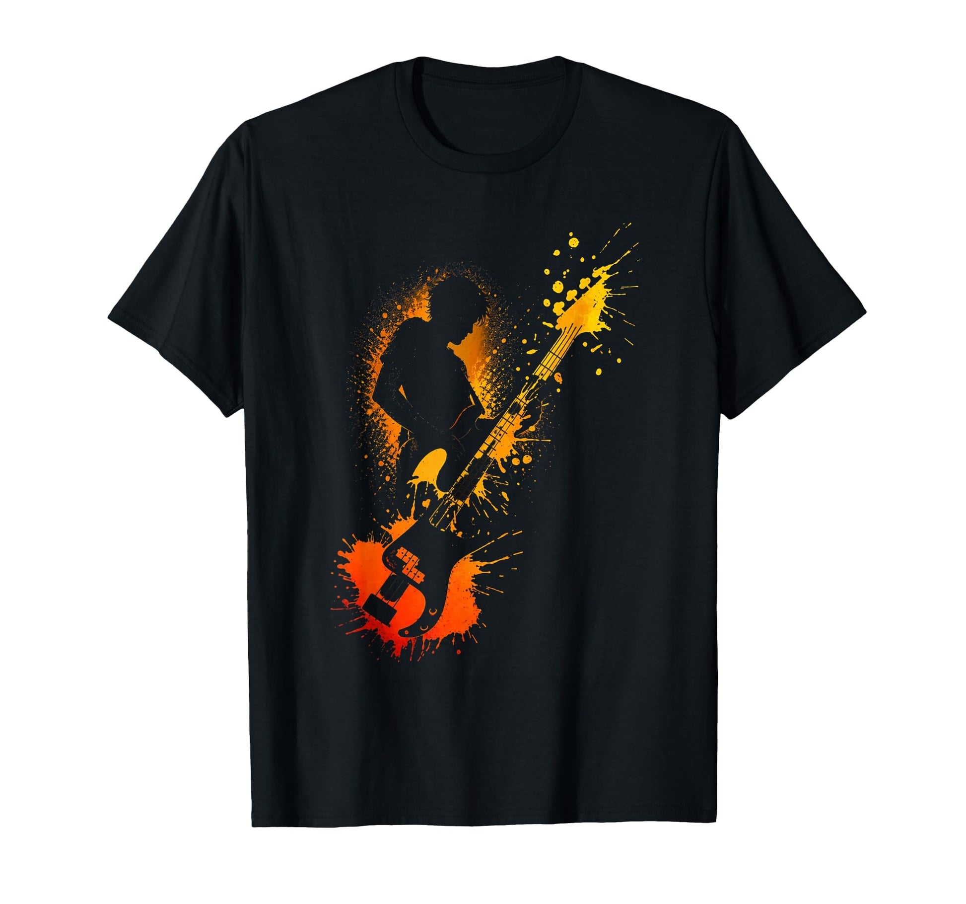 Guitarist Silhouette Splash Paint Art T-Shirt - Unique Graphic for Adults - T-Shirt, Sweatshirt, Hoodie