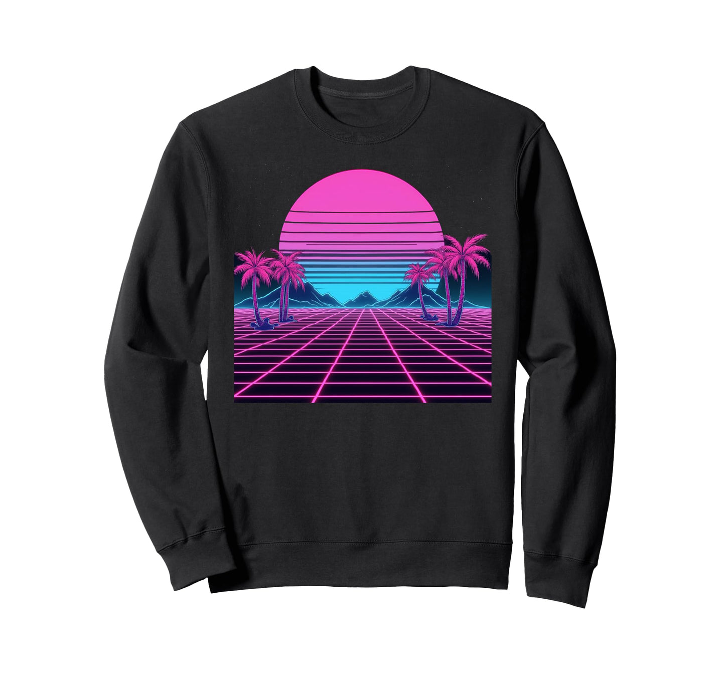 80S Vaporwave Aesthetic Palm Trees Sweatshirt - Novelty Apparel for Adults - T-Shirt, Sweatshirt, Hoodie