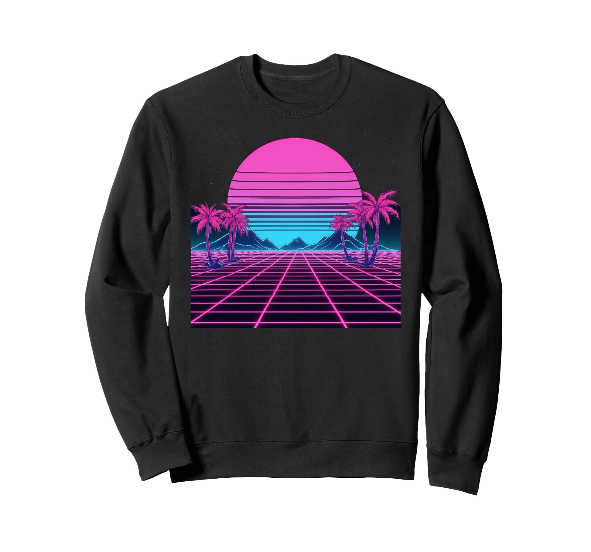 80S Vaporwave Aesthetic Palm Trees Sweatshirt - Novelty Apparel for Adults - T-Shirt, Sweatshirt, Hoodie