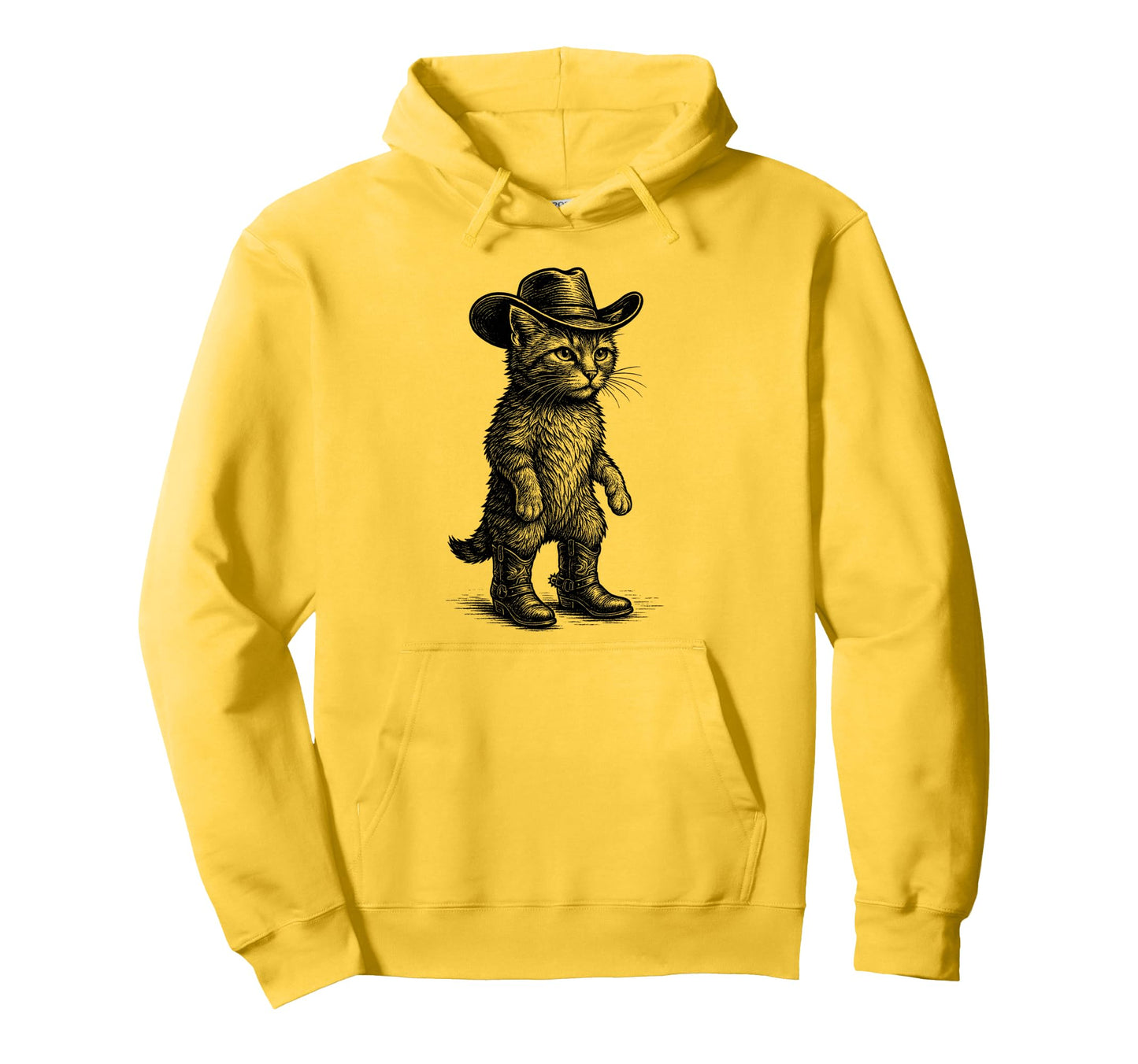 Cat Cowboy Cowgirl Western Country Hoodie - Fun Novelty Design for Adults - T-Shirt, Sweatshirt, Hoodie