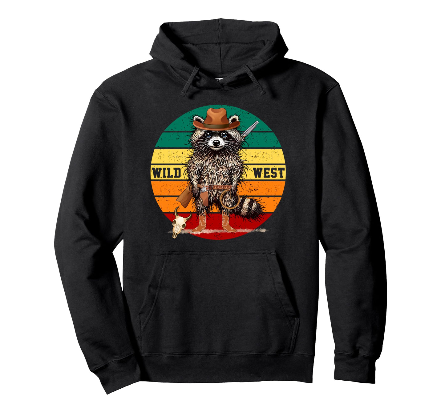 Raccoon Funny Wild West Racoon Western Hoodie - Unique Graphic Unisex - T-Shirt, Sweatshirt, Hoodie