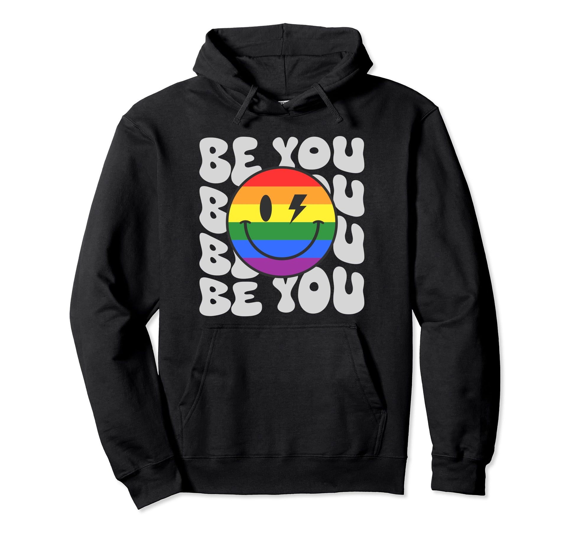 Be You Groovy Smile Face Hippie Lgbtq Hoodie - Aesthetic Graphic Unisex - T-Shirt, Sweatshirt, Hoodie