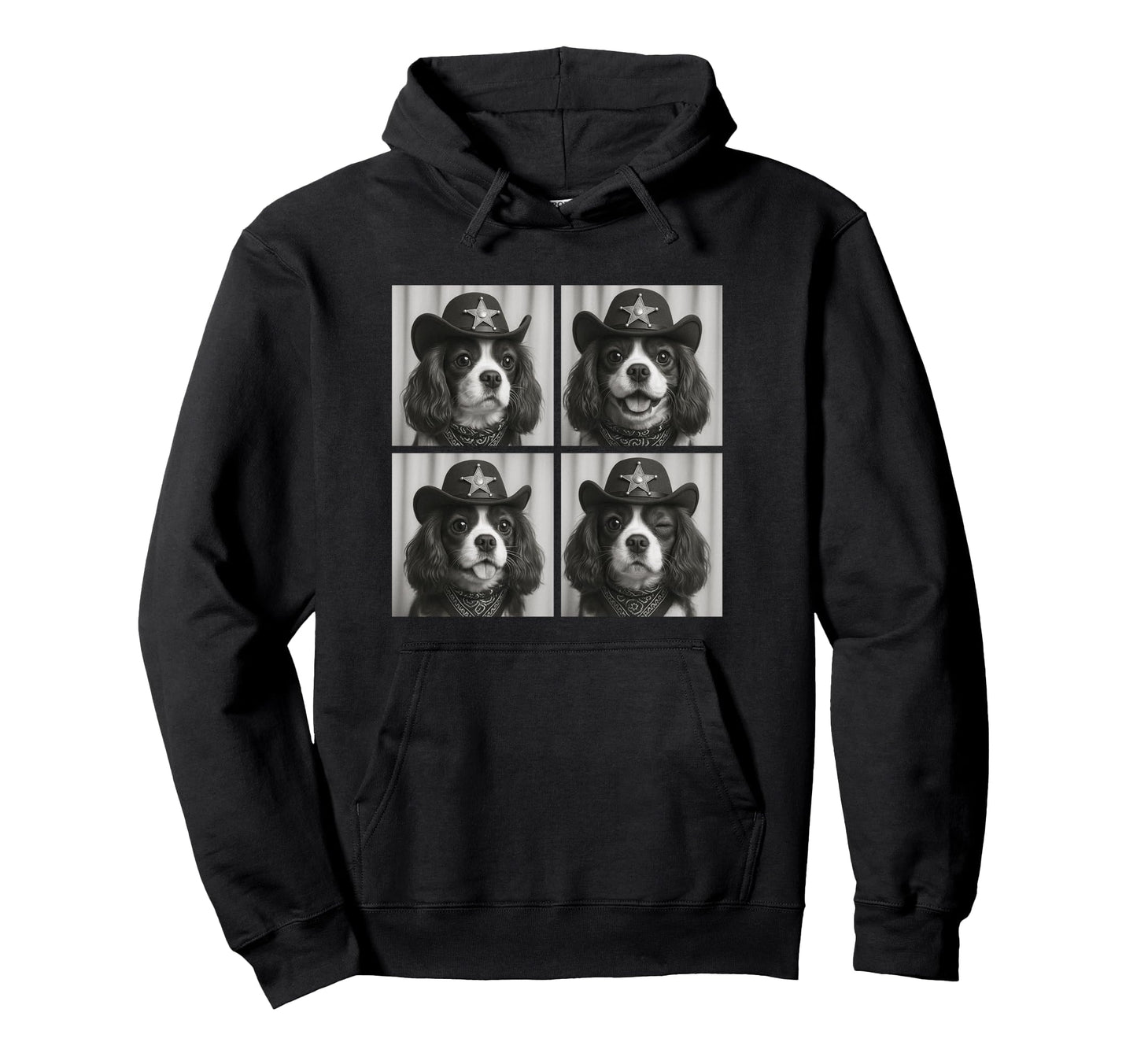 Cavalier King Funny Cowboy Dogs Hoodie - Novelty Apparel for Adults - T-Shirt, Sweatshirt, Hoodie