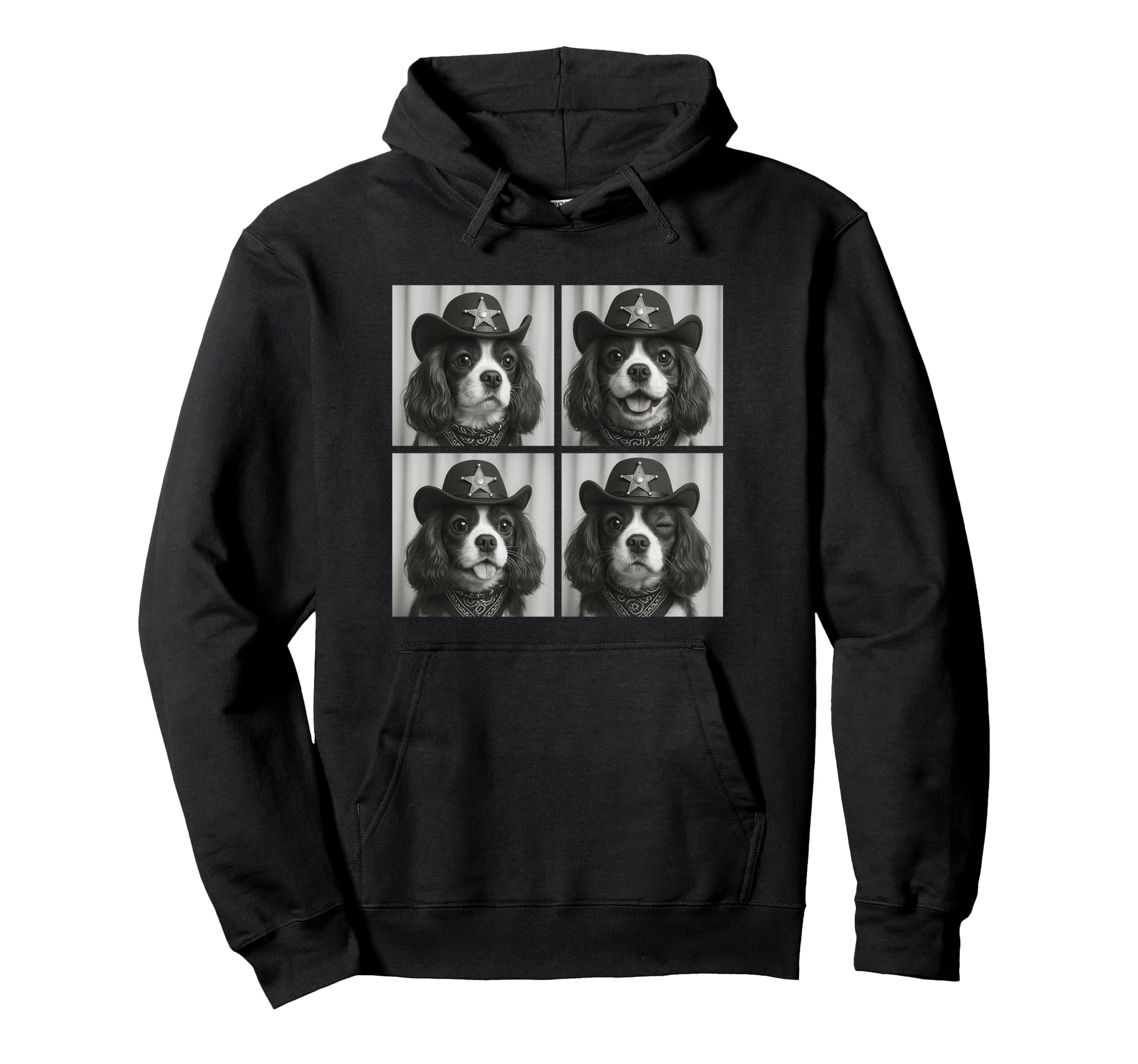 Cavalier King Funny Cowboy Dogs Hoodie - Novelty Apparel for Adults - T-Shirt, Sweatshirt, Hoodie