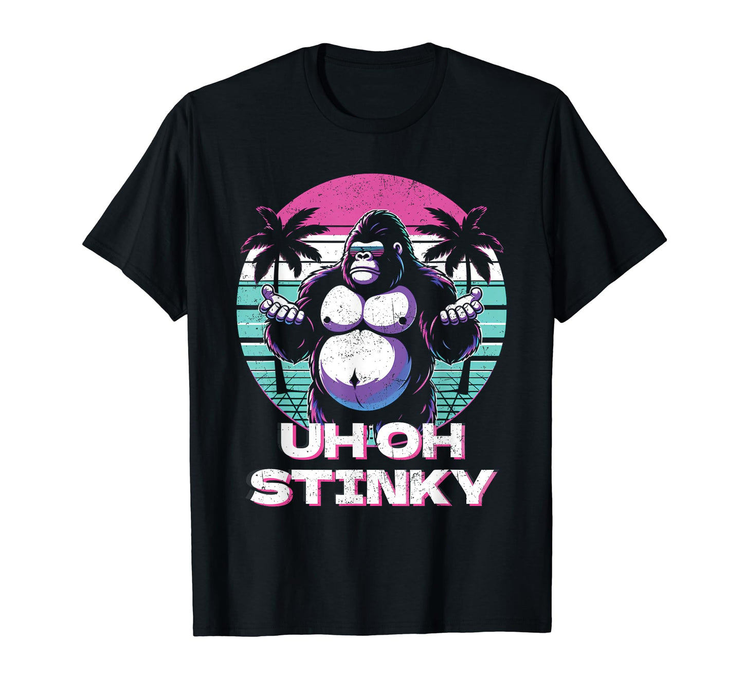 Uh Oh Stinky Monkey Ape Vaporwave T-Shirt - Minimalist Print Men Women - T-Shirt, Sweatshirt, Hoodie