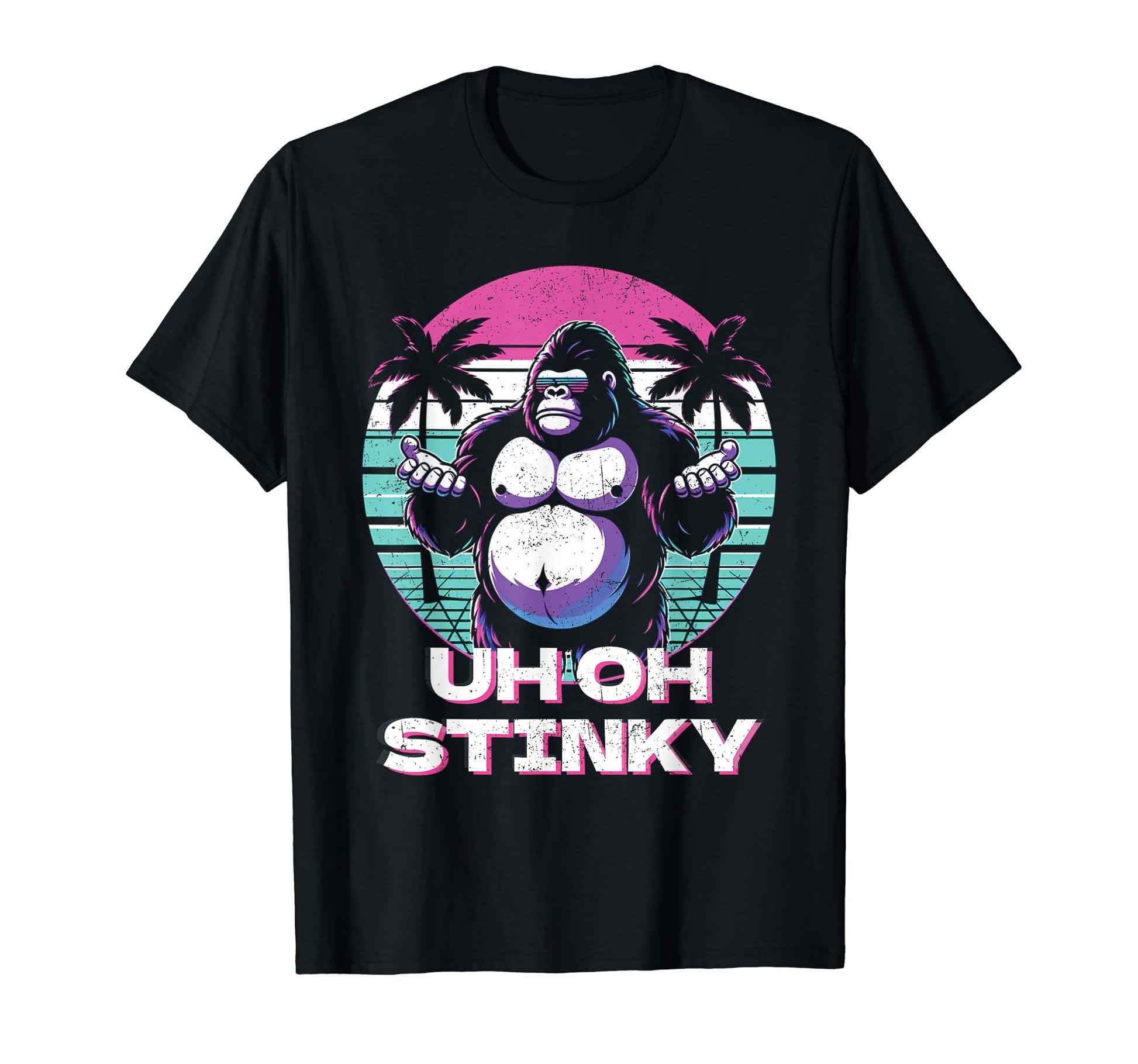 Uh Oh Stinky Monkey Ape Vaporwave T-Shirt - Minimalist Print Men Women - T-Shirt, Sweatshirt, Hoodie