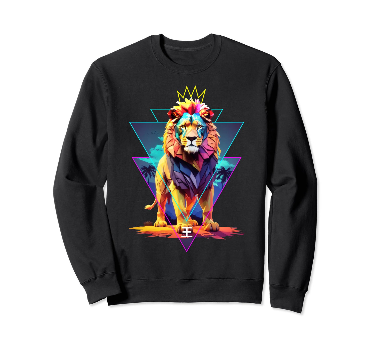 African Lion Vaporwave African Sweatshirt - Minimalist Print Men Women - T-Shirt, Sweatshirt, Hoodie